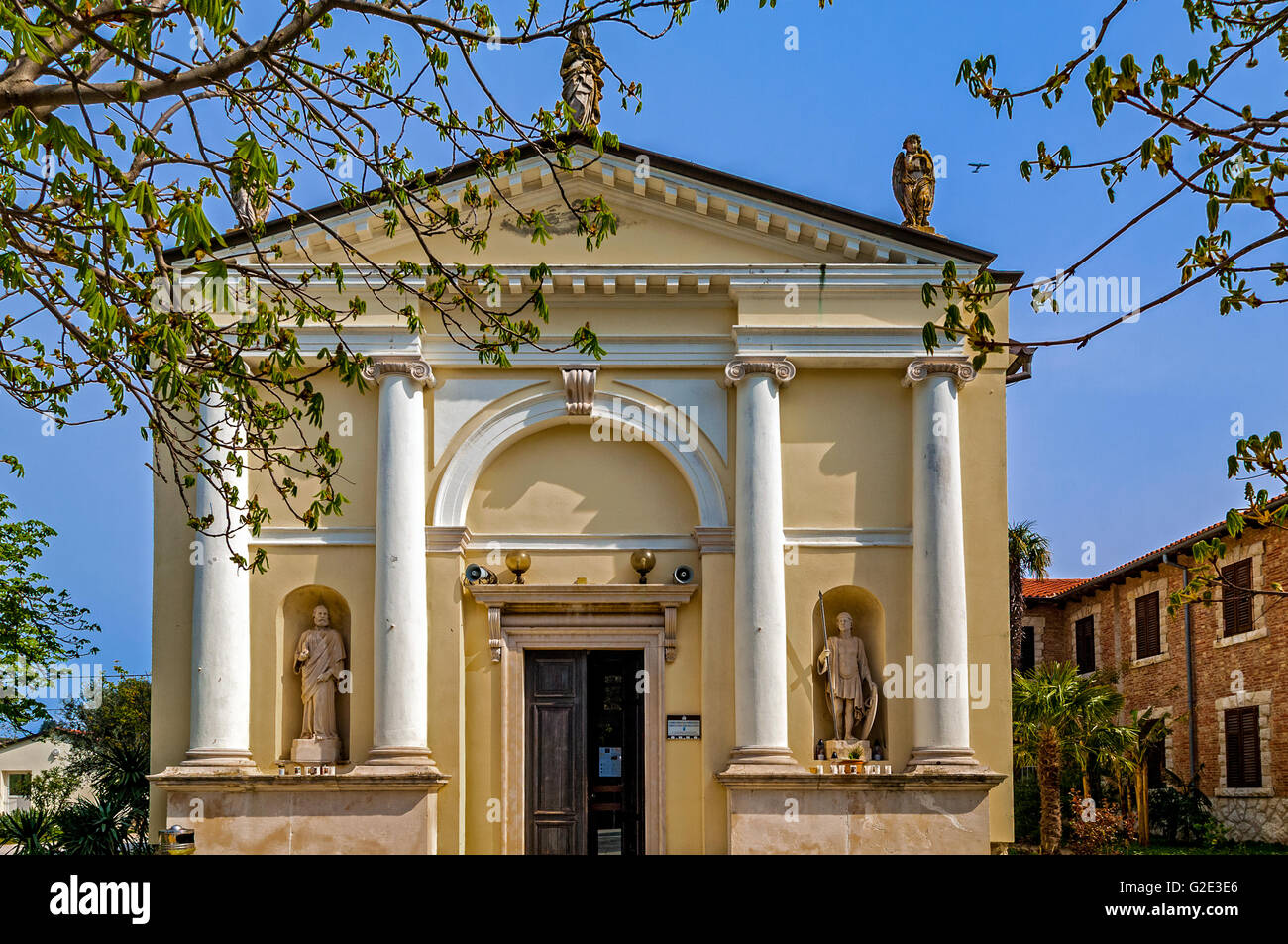 Slowenien-Küste und Kras Strunjan Kirche von St Mary Vision Stockfoto