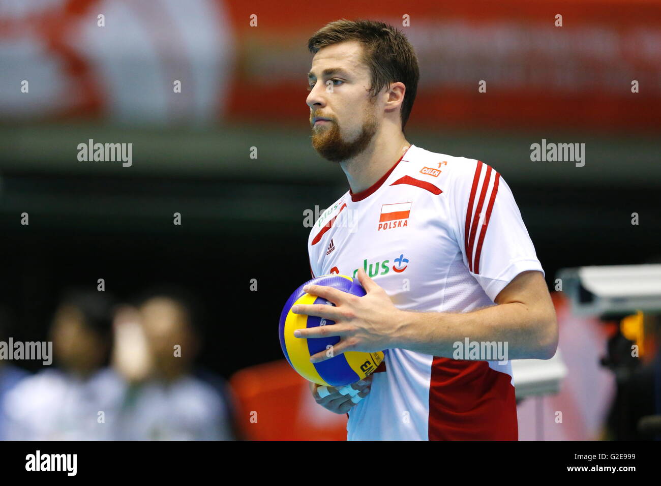 Tokyo Metropolitan Gymnasium, Tokio, Japan. 28. Mai 2016. Michal Kubiak (POL), 28. Mai 2016 - Volleyball: Herren Volleyball World Finalqualifikation für die Olympischen Spiele in Rio De Janeiro 2016-match zwischen Polen 3-2 Kanada am Tokyo Metropolitan Gymnasium, Tokio, Japan. © Sho Tamura/AFLO SPORT/Alamy Live-Nachrichten Stockfoto