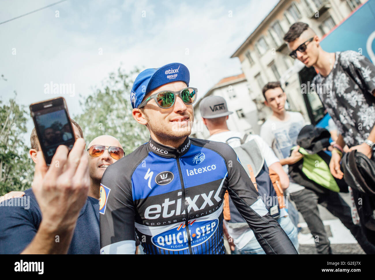 Turin, Italien, 29. Mai 2016. Ginluca Brambilla aus Etixx Quick Step nach der letzten Phase (Turin) des Giro d'Italia 2016 gesehen. Credit: Gonzales Foto - Alberto Grasso. Stockfoto