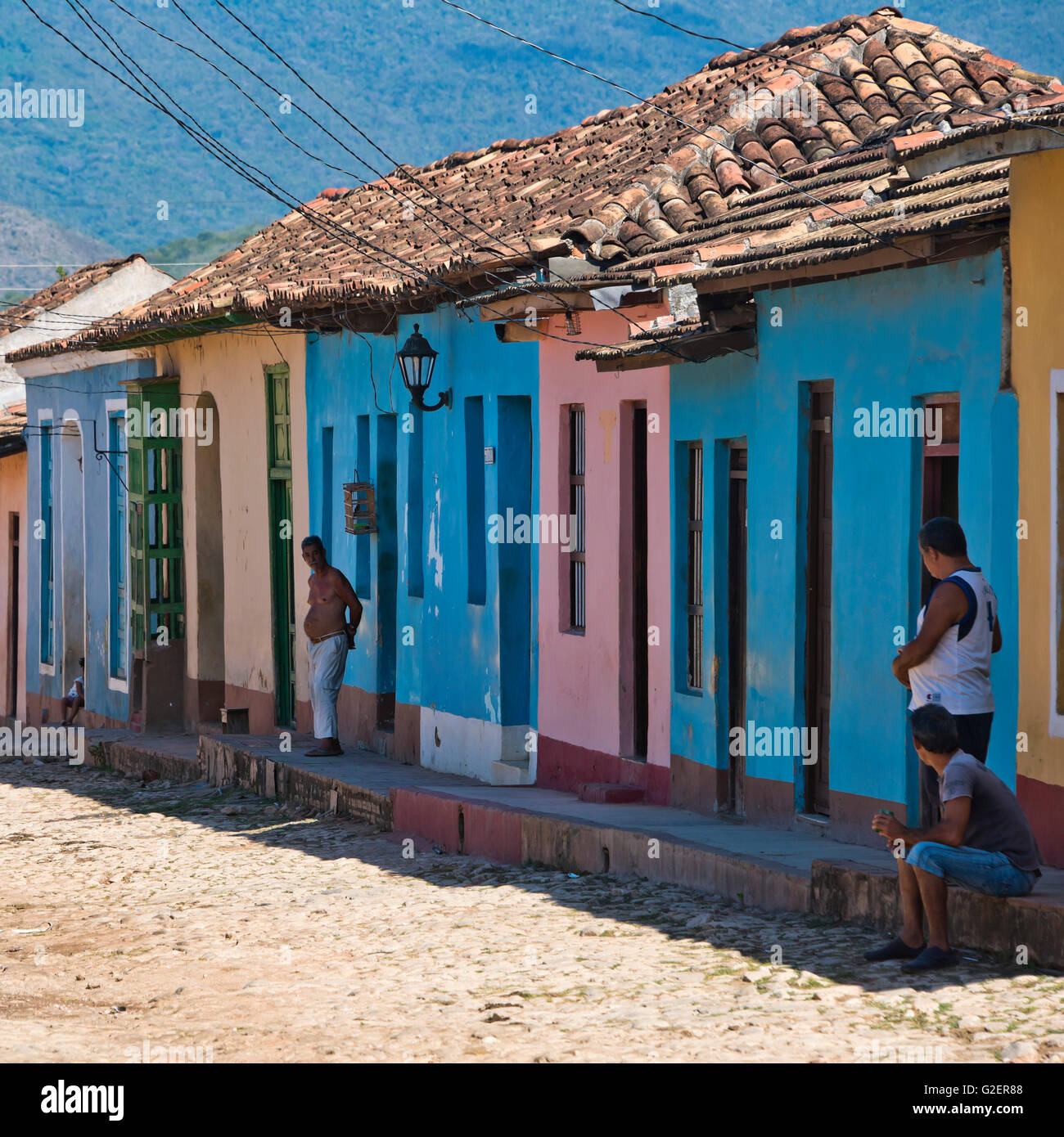 Quadratische Straßenansicht in Trinidad, Kuba. Stockfoto