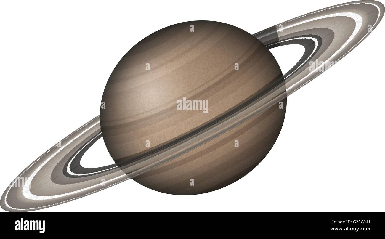 Planet Saturn, isoliert auf weiss Stock Vektor