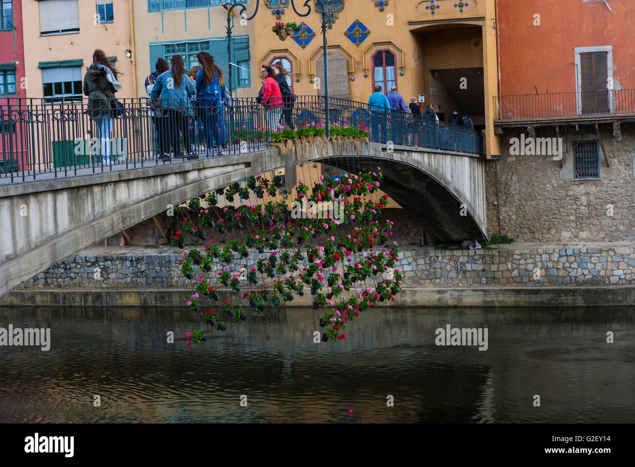 BLUMENKUNST AUSSTELLUNG IN GIRONA. KATALONIEN. Spanien. Stockfoto