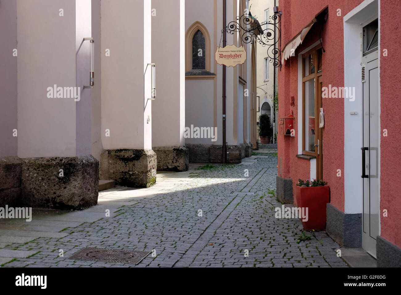 St. Nikolaus Kirche in Rosenheim, Bayern, Deutschland. Stockfoto