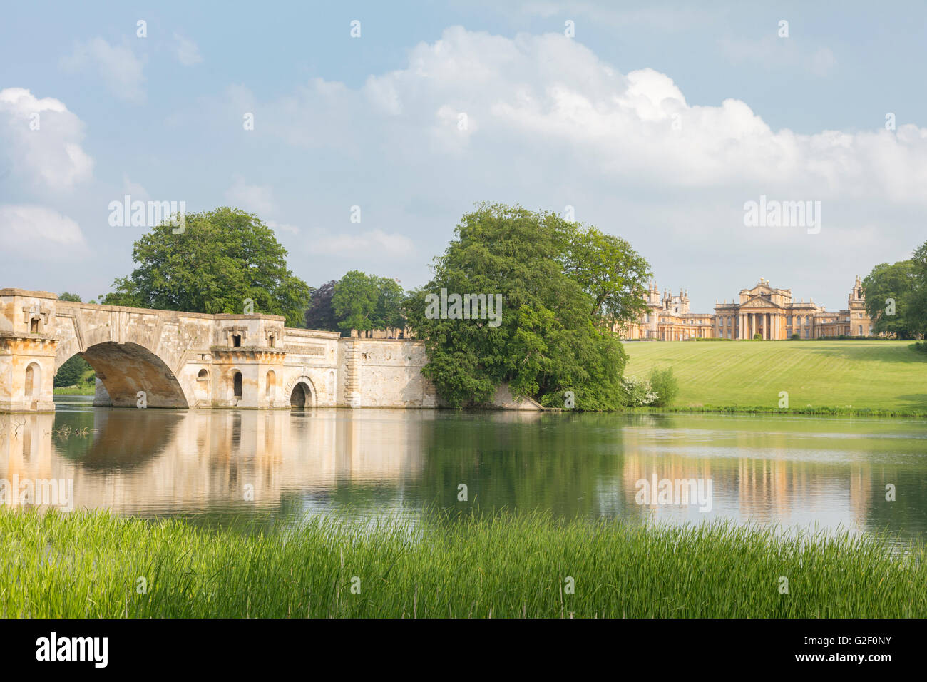 Blenheim Palace und seiner gepflegten Parklandschaft, Woodstock, Oxfordshire, England, UK Stockfoto