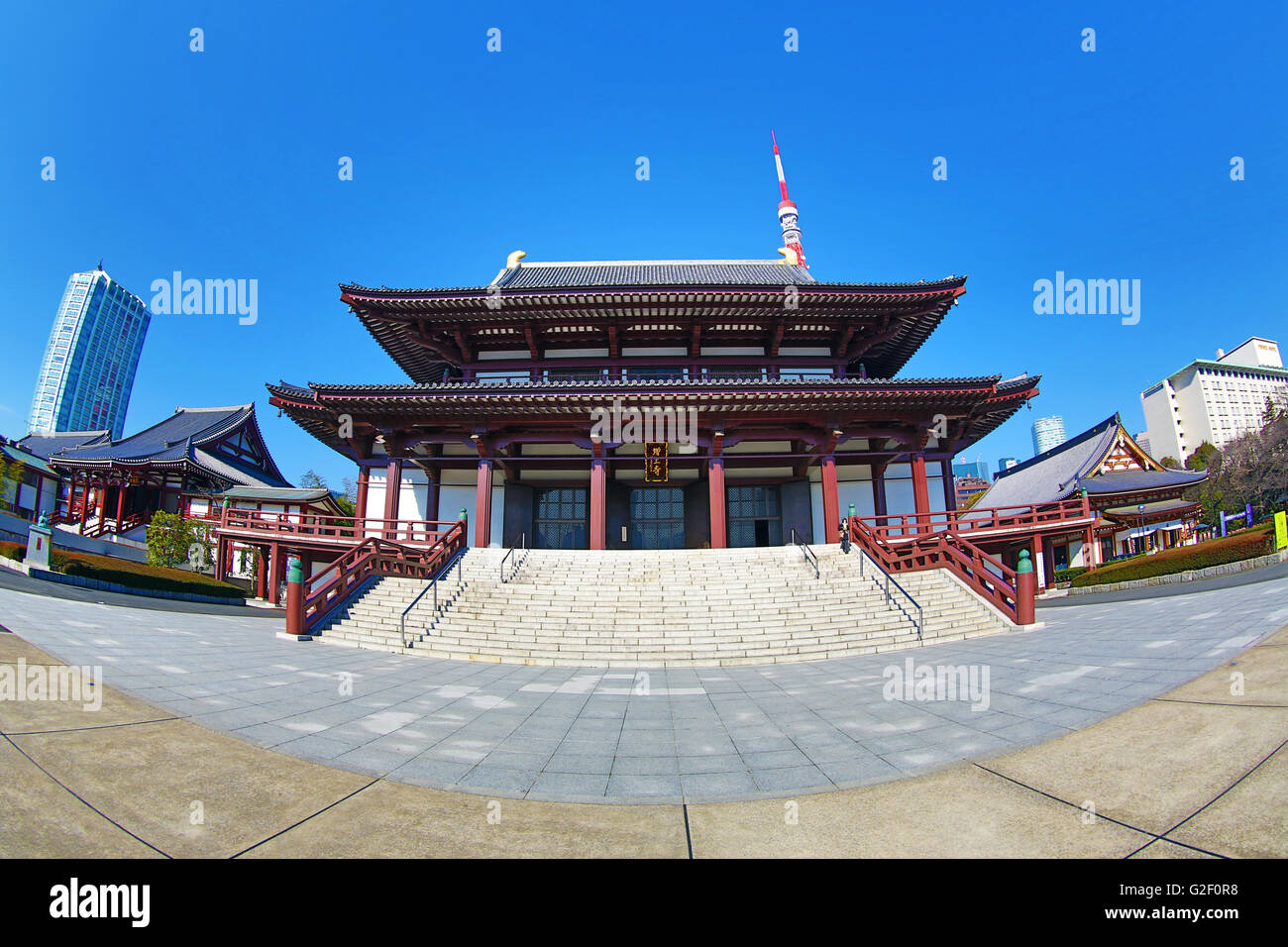 Daiden (Hondo) der Haupthalle Zojoji Tempel in Tokio, Japan Stockfoto