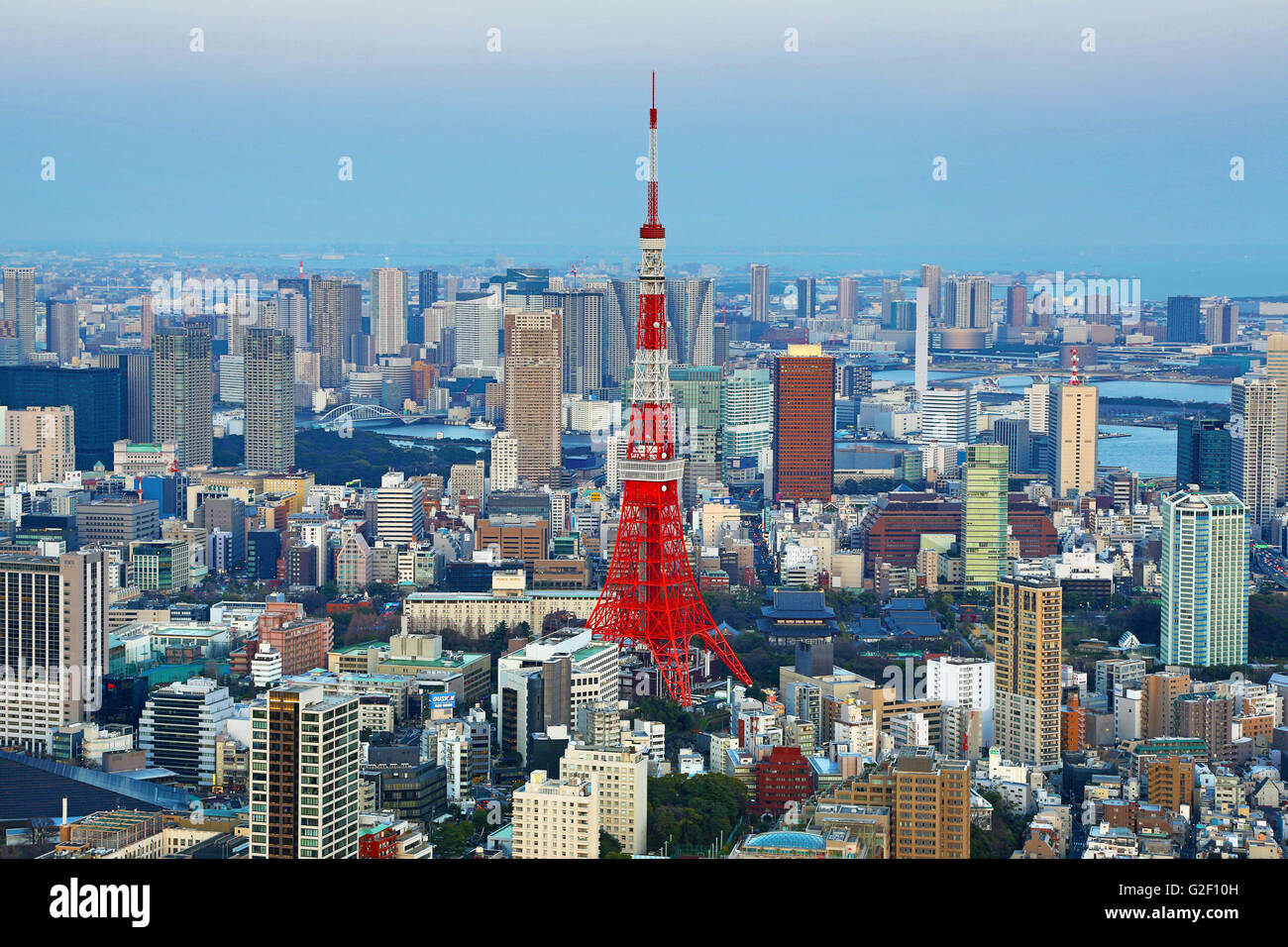 Allgemeine Skyline Abend Stadtansicht mit dem Tokyo Tower in Tokio, Japan Stockfoto