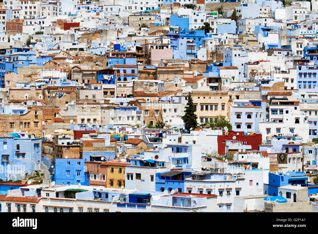 Gebäude in der Stadt Chefchaouen in Marokko Stockfoto
