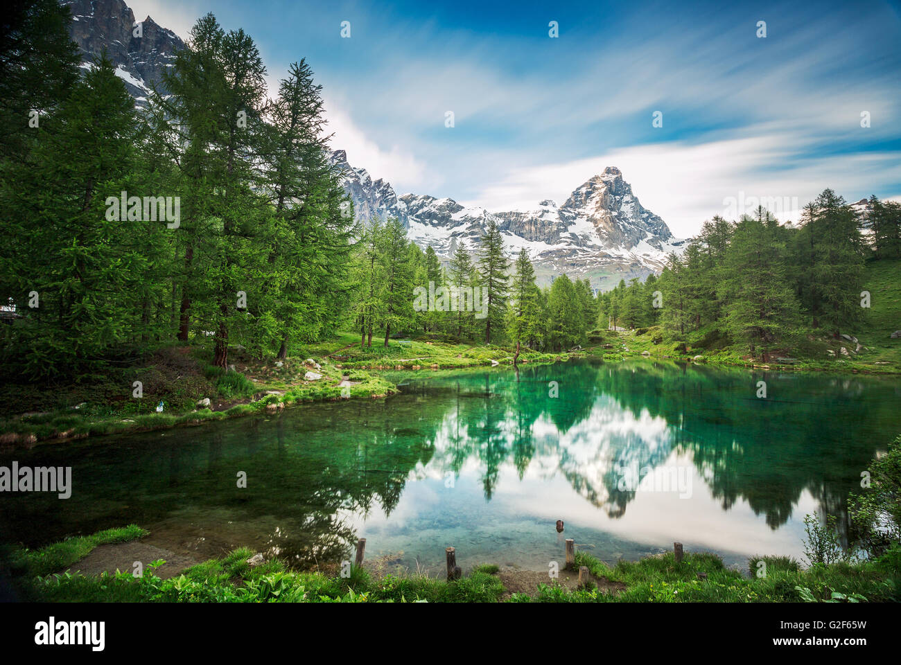 Cervino / Matterhorn peak in Breuil-Cervinia, Valtournenche, Aostatal, Alpen, Italien Stockfoto