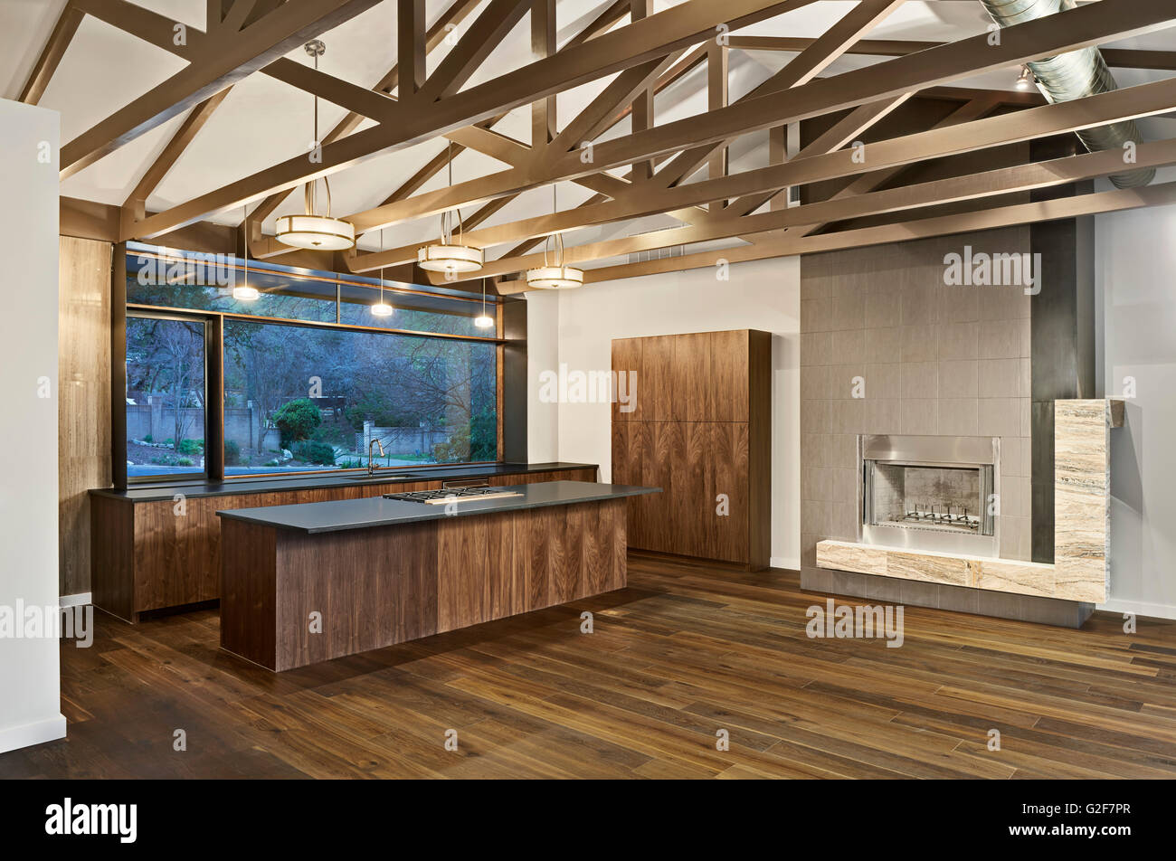 Moderne Wohnzimmer und Küche Stockfoto