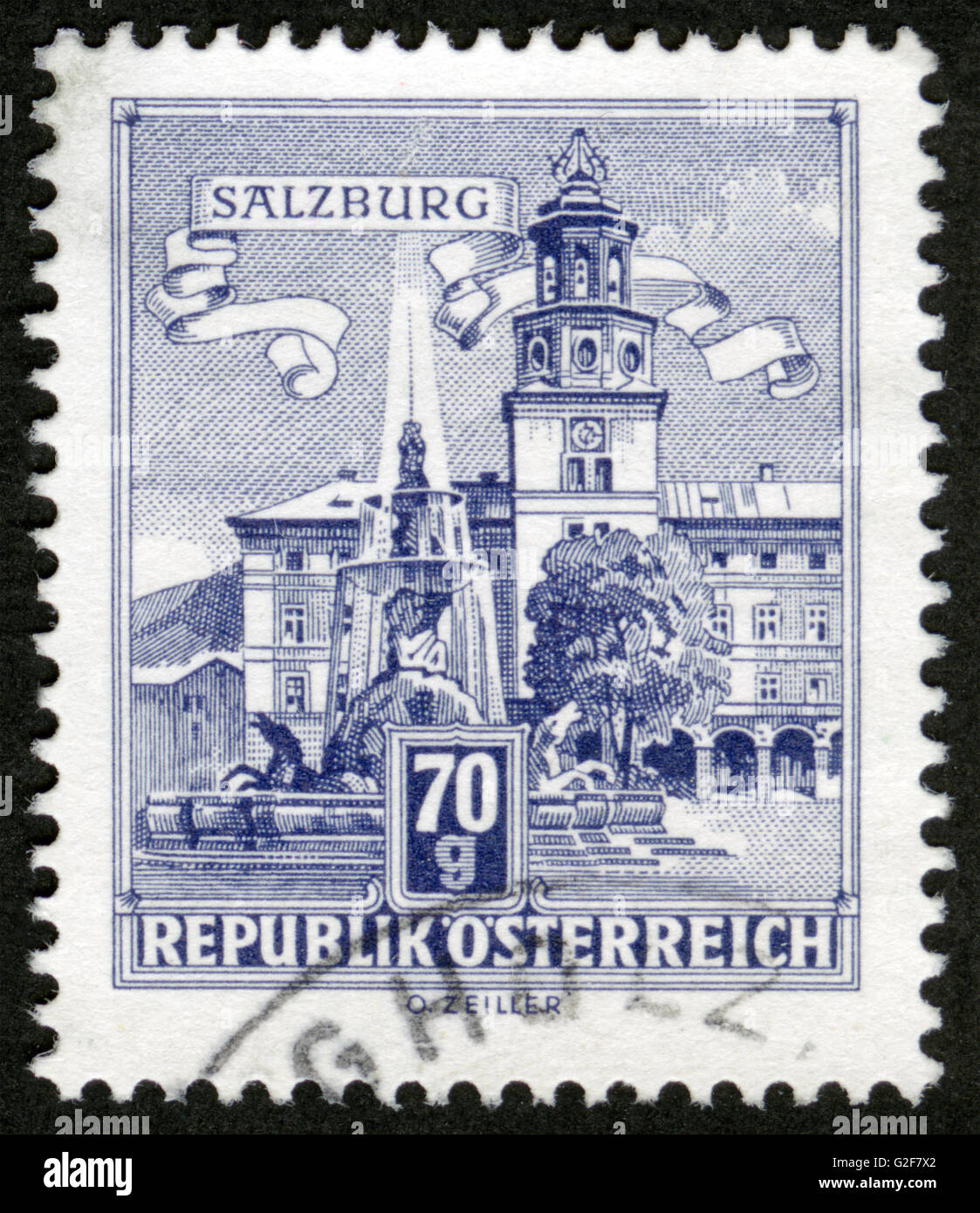 Österreich, Poststempel, Briefmarke, Post Stempel, Architektur, Salzburg Stockfoto