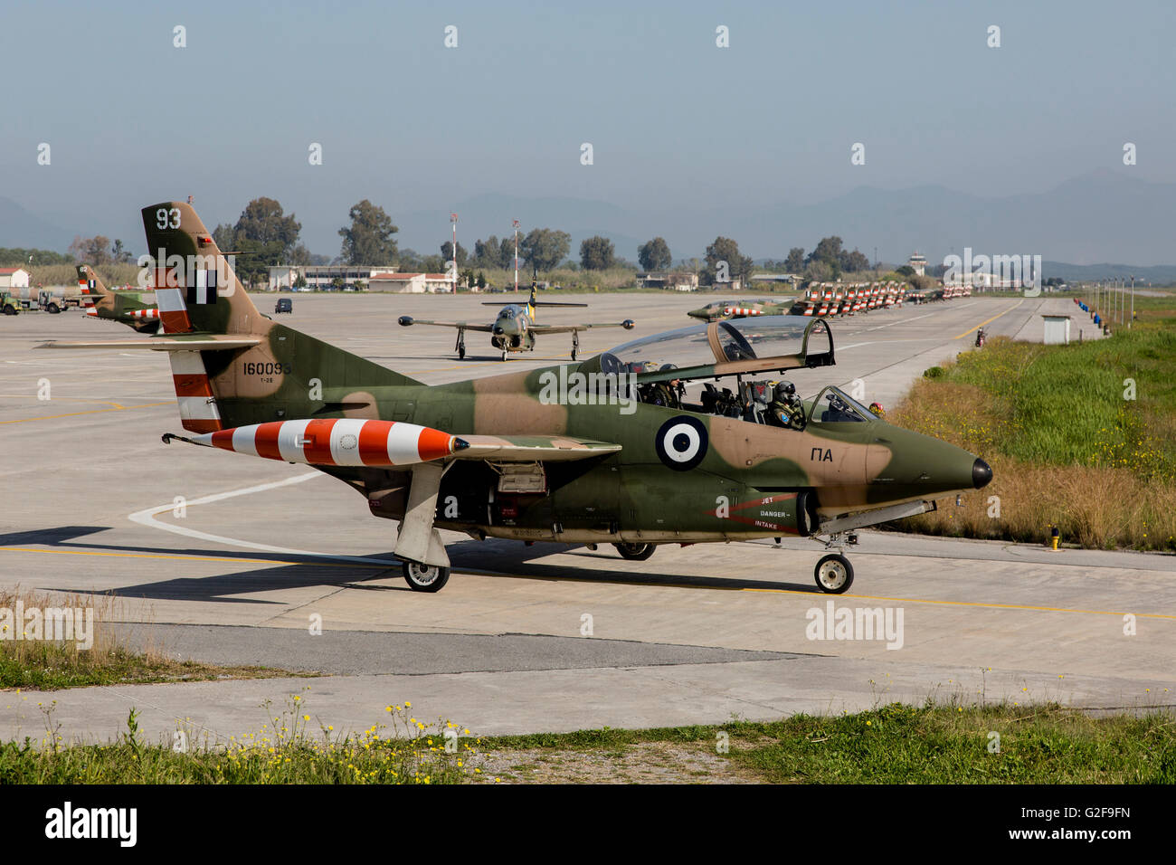 Hellenic Air Force t-2 Buckeye Trainer Flugzeug, Kalamata, Griechenland. Griechenland das einzige Land, das sie noch verwendet wird. Stockfoto