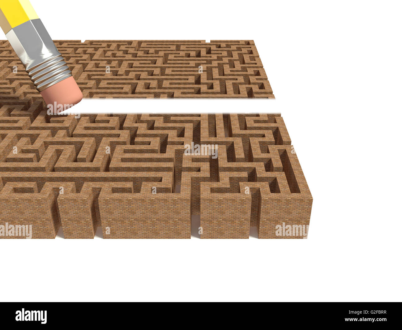 3D Labyrinth und Bleistift Radiergummi Stockfoto