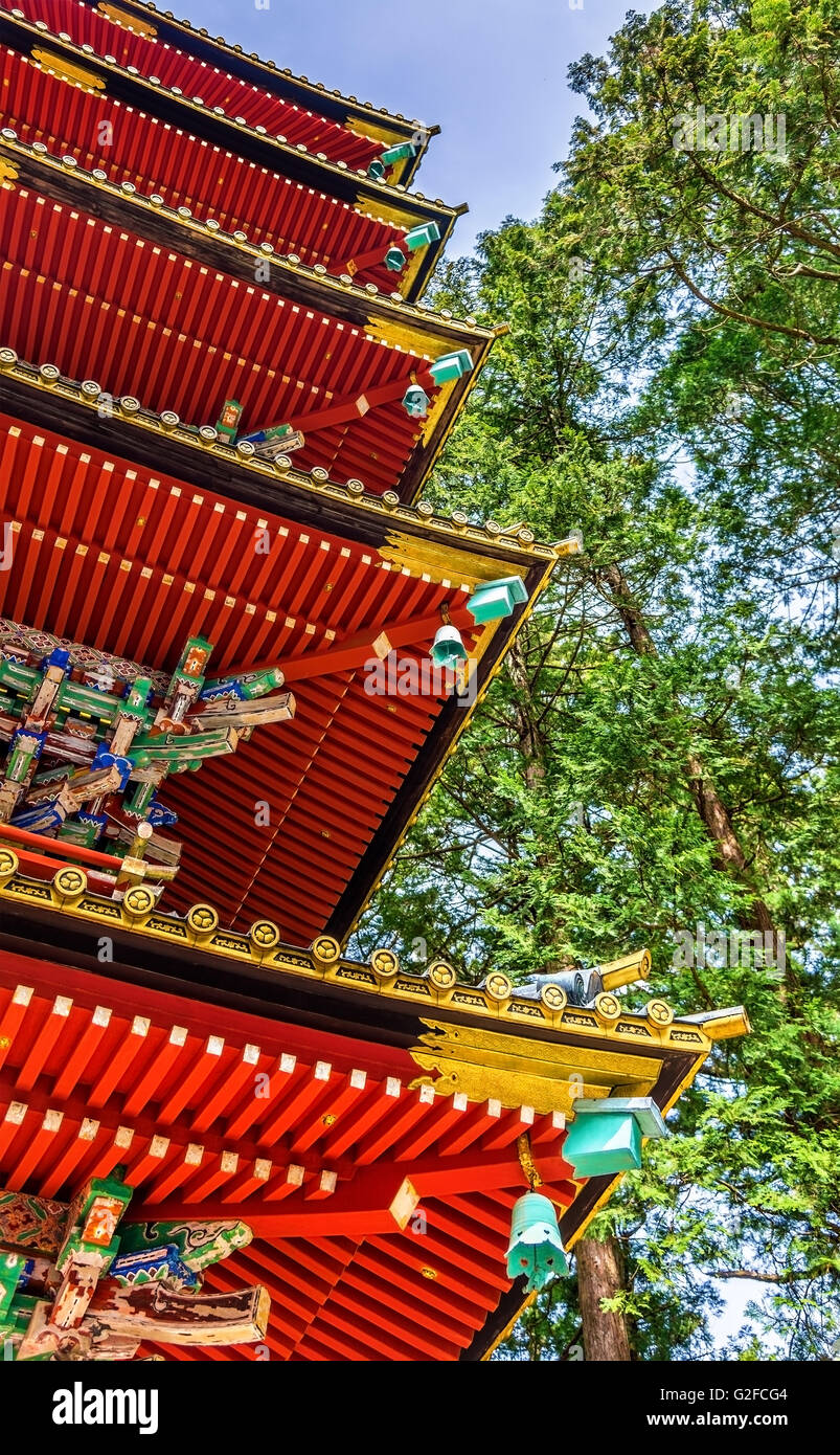 Fünfstöckige Pagode am Tosho-gu Schrein in Nikko Stockfoto