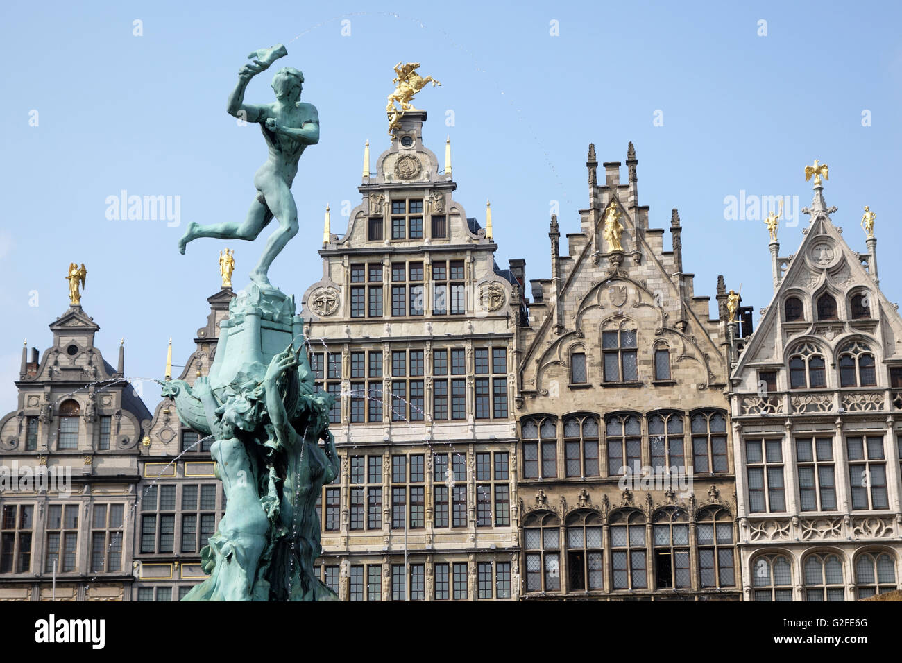 Brabo-Brunnen, Grote Markt, Antwerpen Stockfoto