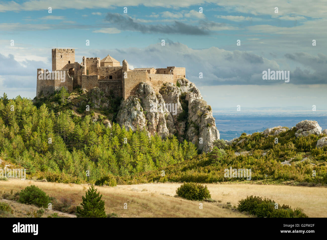 Loarre Burg, Huesca, Spanien. Pre-Pyrenäen von Aragón. Stockfoto