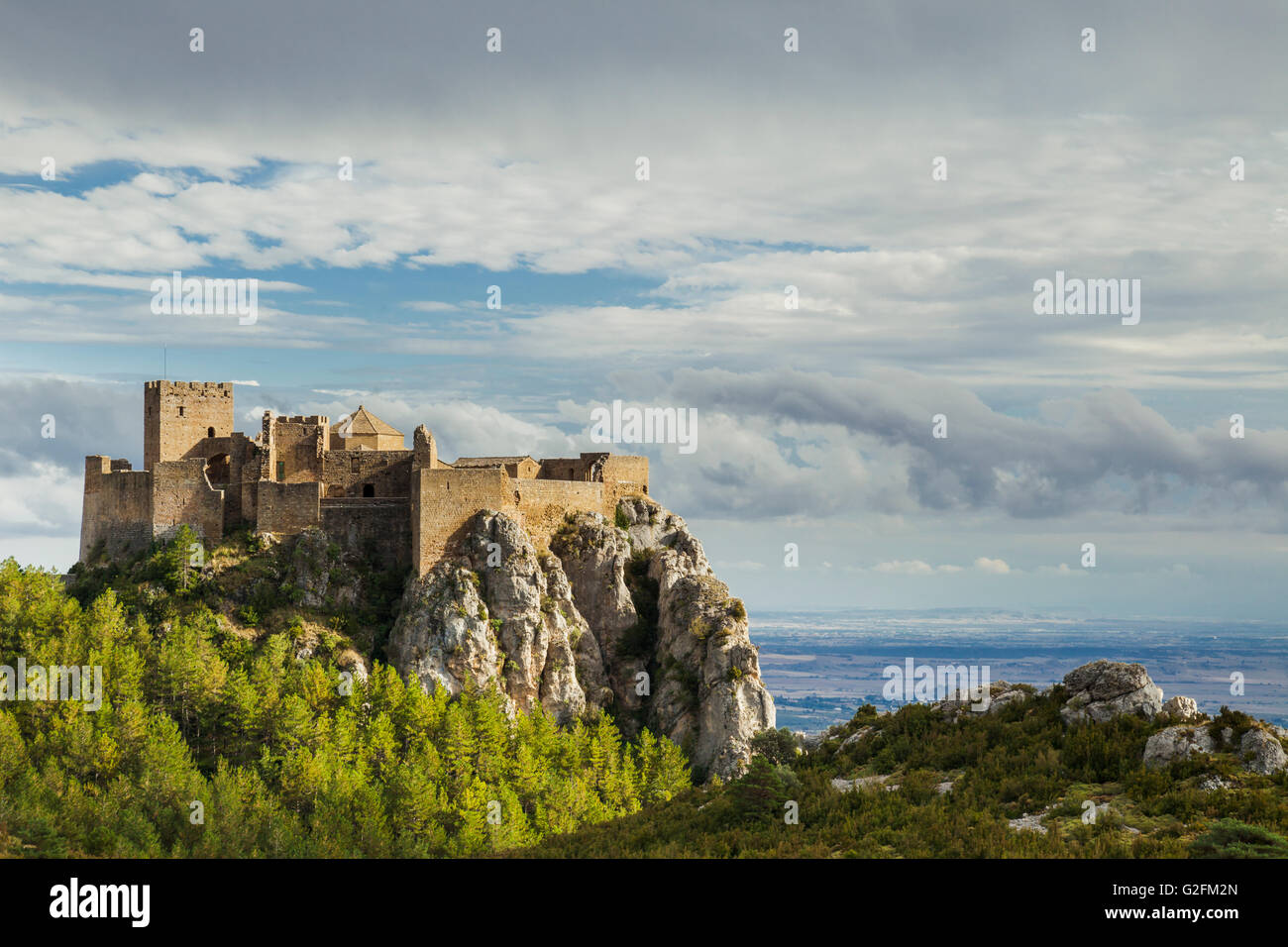 Loarre Burg, Huesca, Spanien. Pre-Pyrenäen von Aragón. Stockfoto