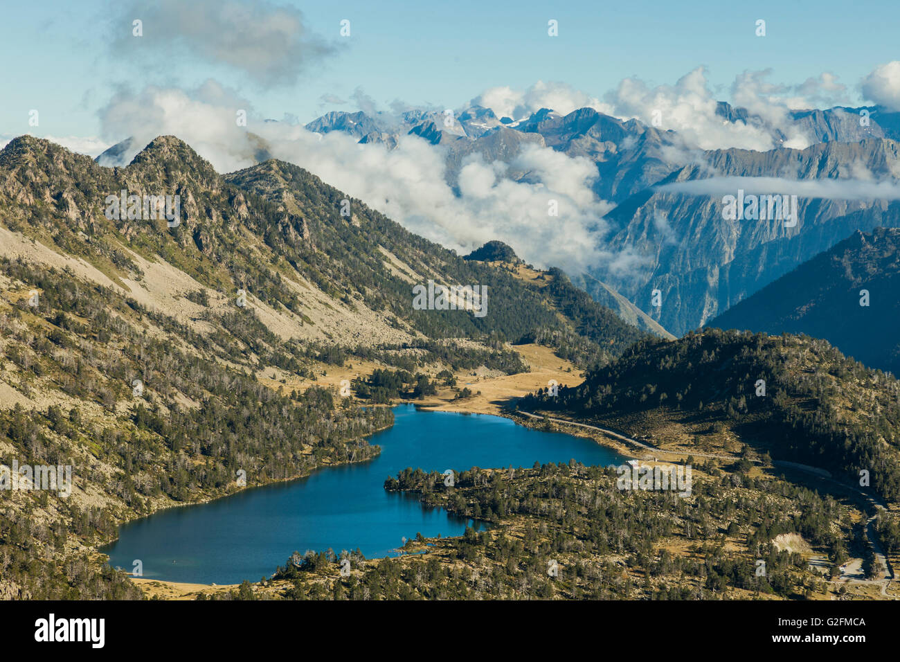 Nachmittag im Naturschutzgebiet von Néouvielle, Hautes-Pyrénées, Frankreich. Stockfoto