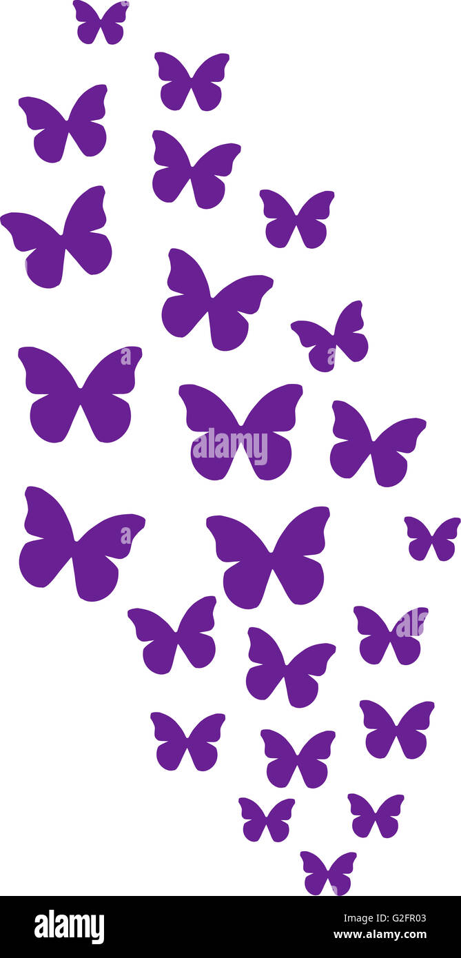 Haufen von lila Schmetterlingen Stockfoto
