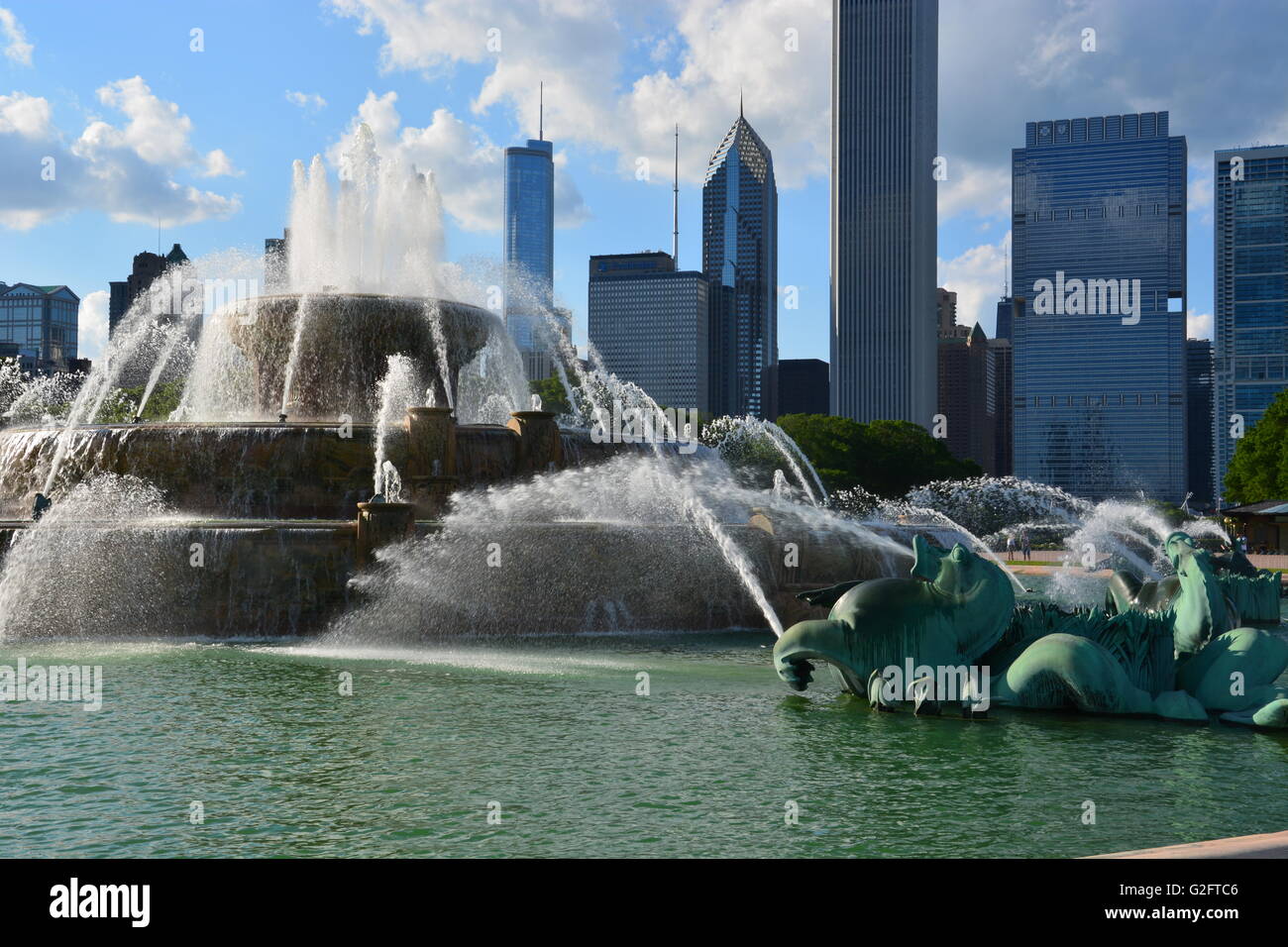 Chicagos Buckingham Fountain im Grant Park. Stockfoto