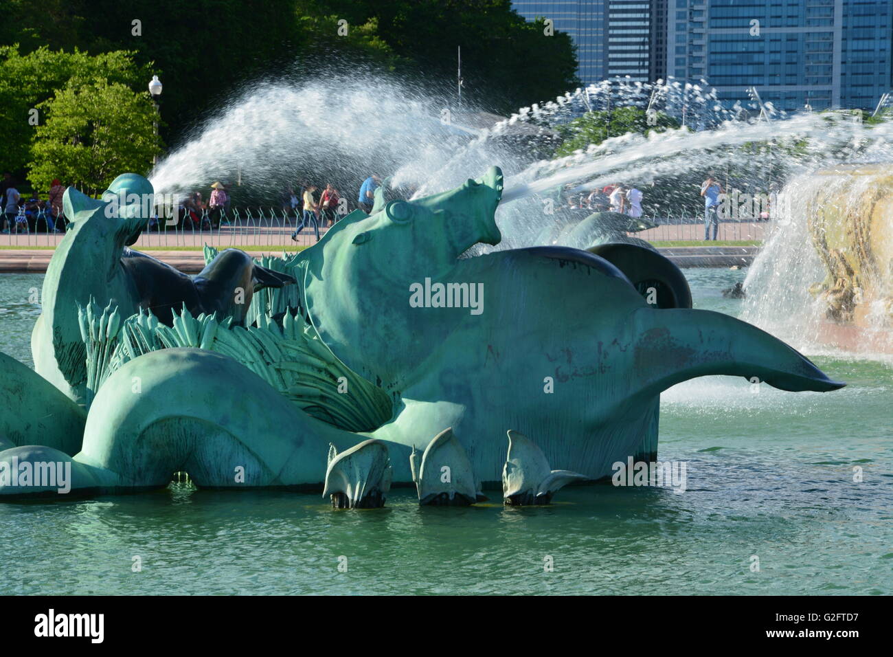 Chicagos Buckingham Fountain im Grant Park. Stockfoto