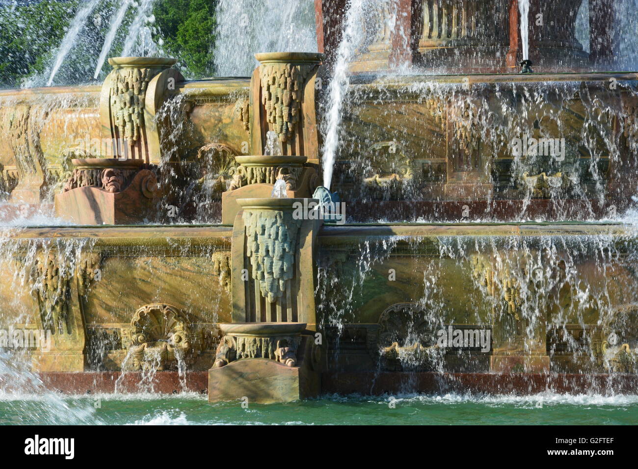 Chicagos Buckingham Fountain im Grant Park. Stockfoto