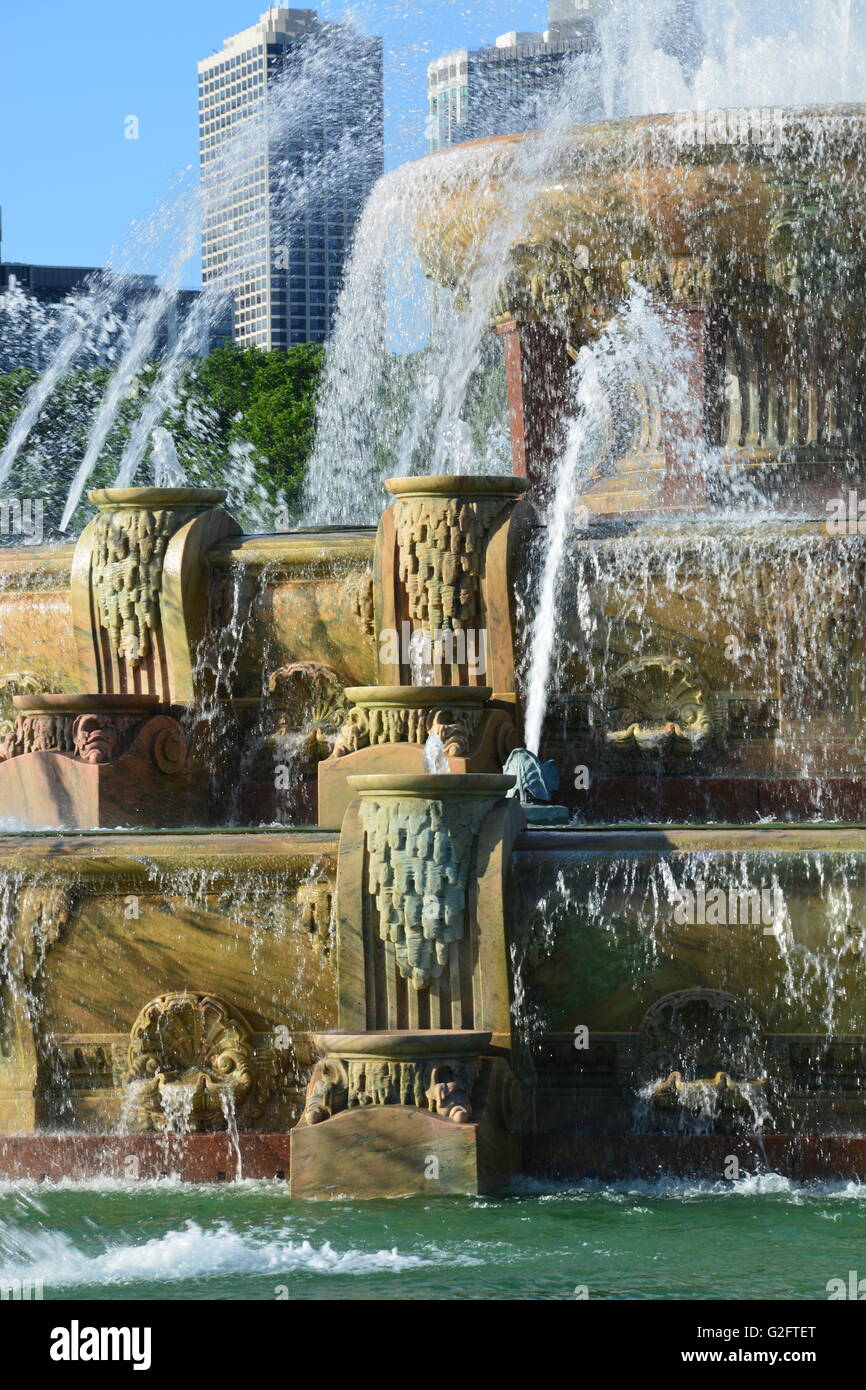 Chicagos Buckingham Fountain im Grant Park. Stockfoto