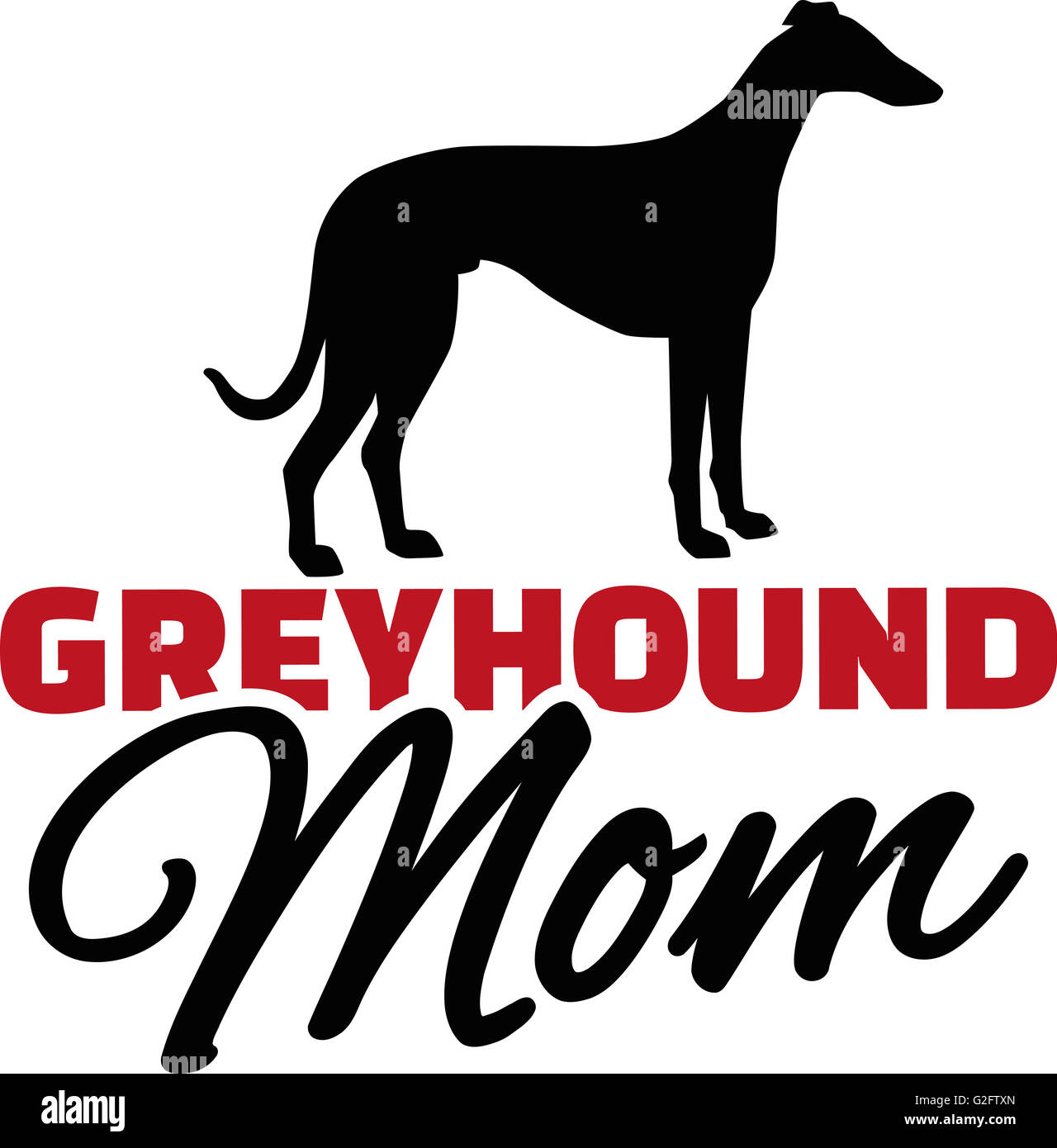 Windhund-Mama mit Hund silhouette Stockfoto