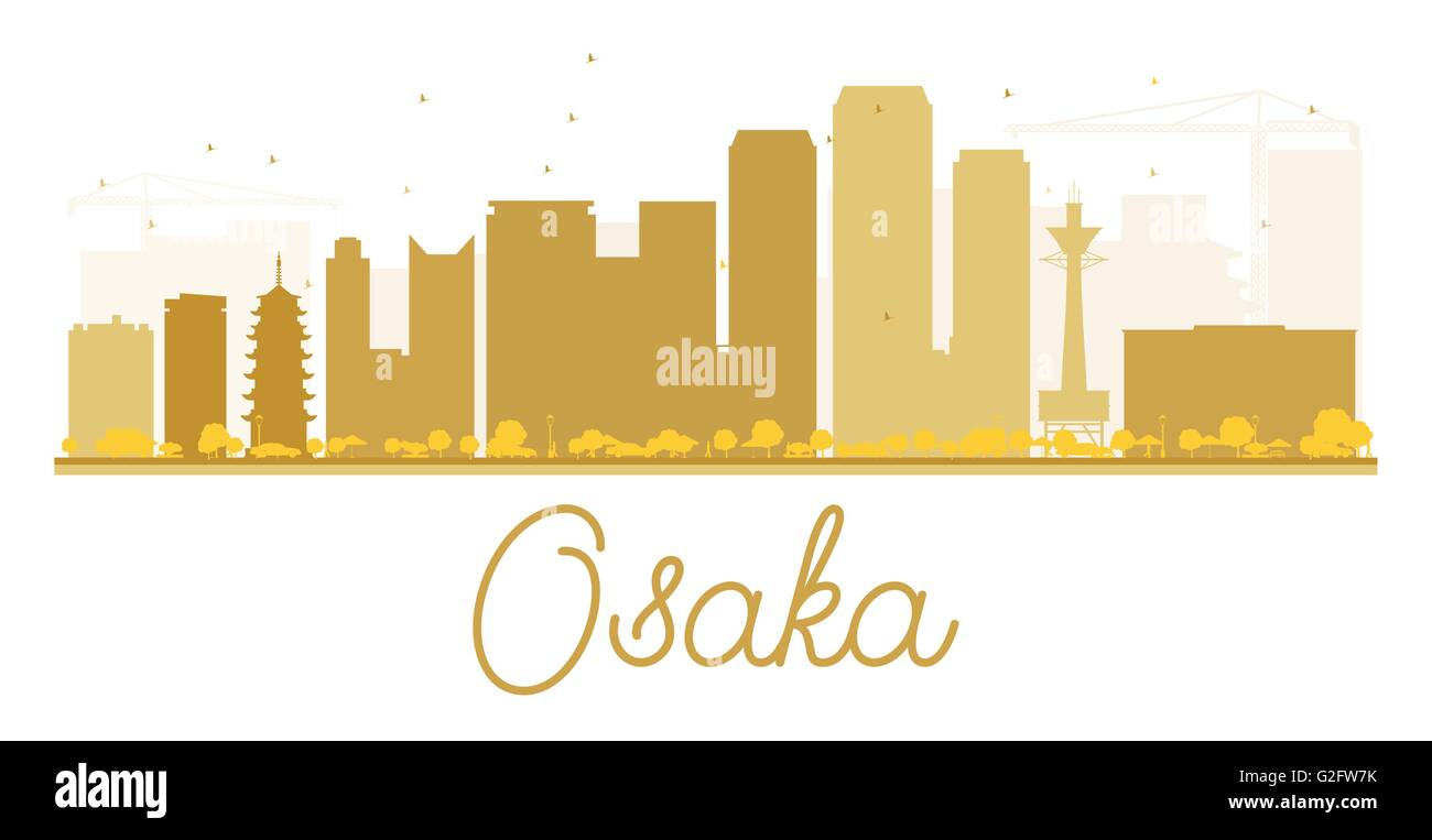 Osaka City Skyline goldene Silhouette. Vektor-Illustration. Einfache flache Konzept für Tourismus Präsentation, Banner, Plakat oder web Stock Vektor