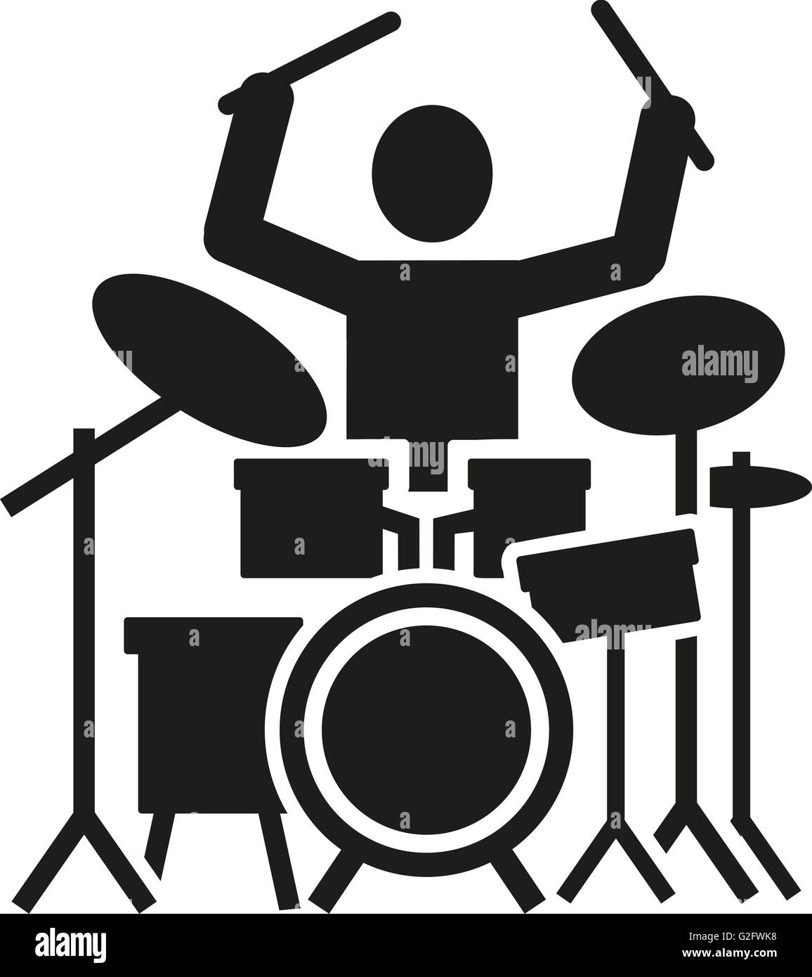 Symbol eines Schlagzeugers mit Drum-kit Stockfotografie - Alamy