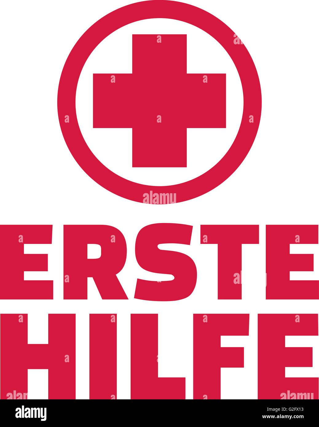 Erste-Hilfe Kreuz Deutsch Stockfoto