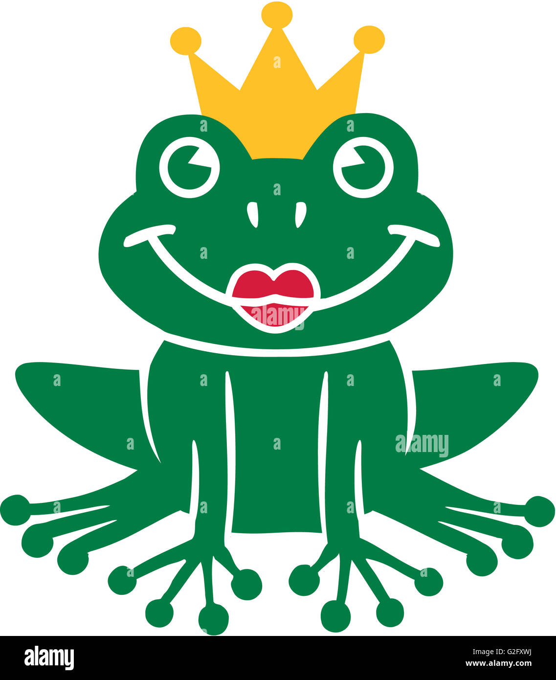 Froschkönig mit Kuss-Mund Stockfoto