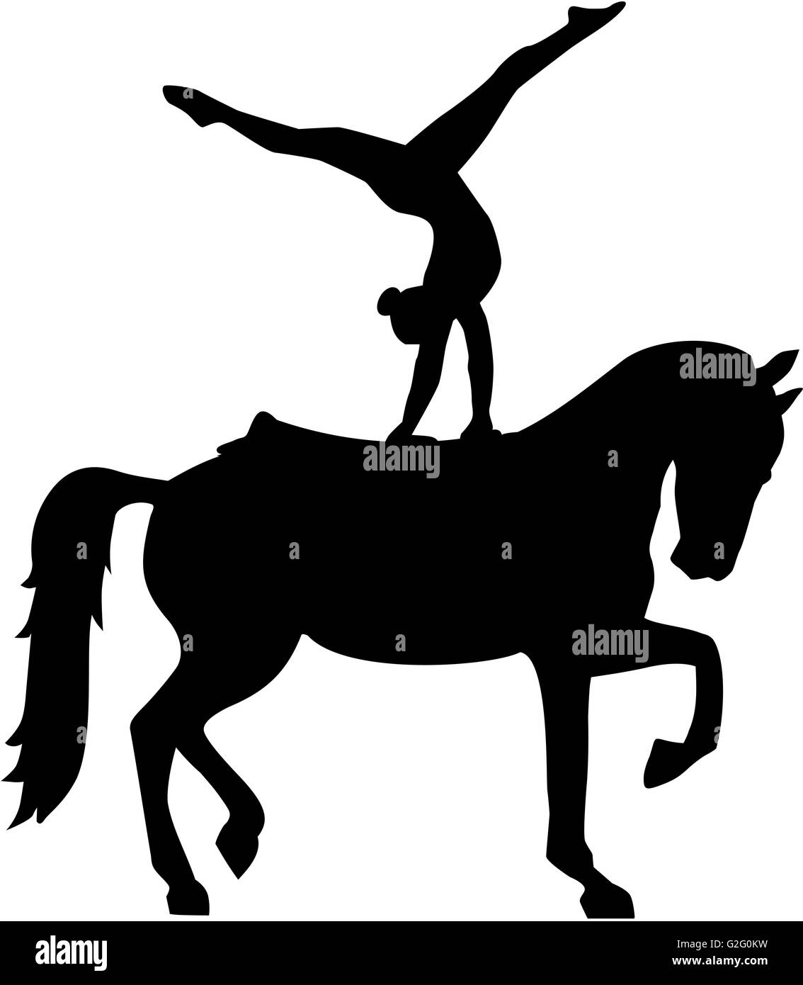 Pferd Voltigieren silhouette Stockfoto