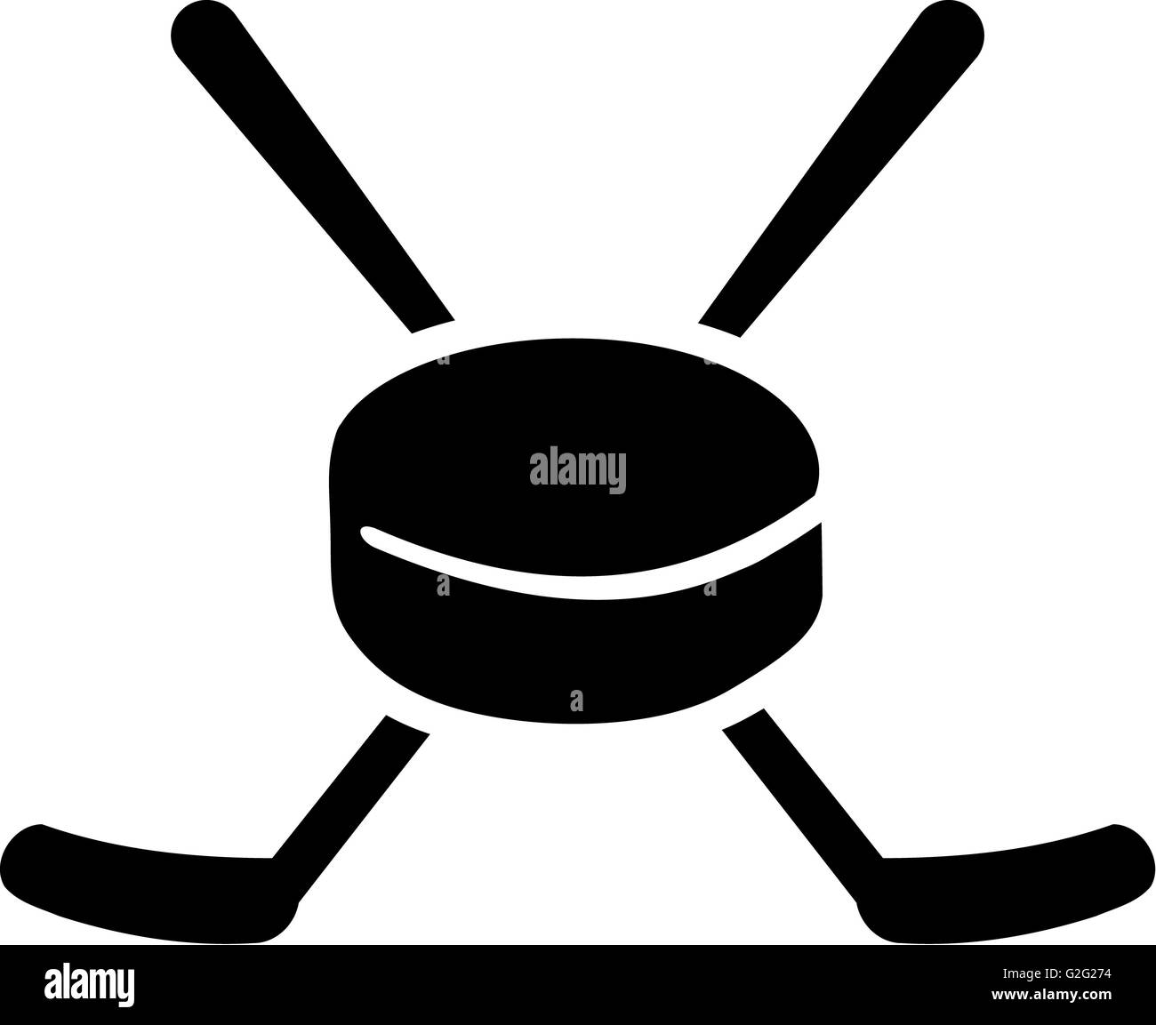 Eishockey-Puk und Sticks Stockfoto