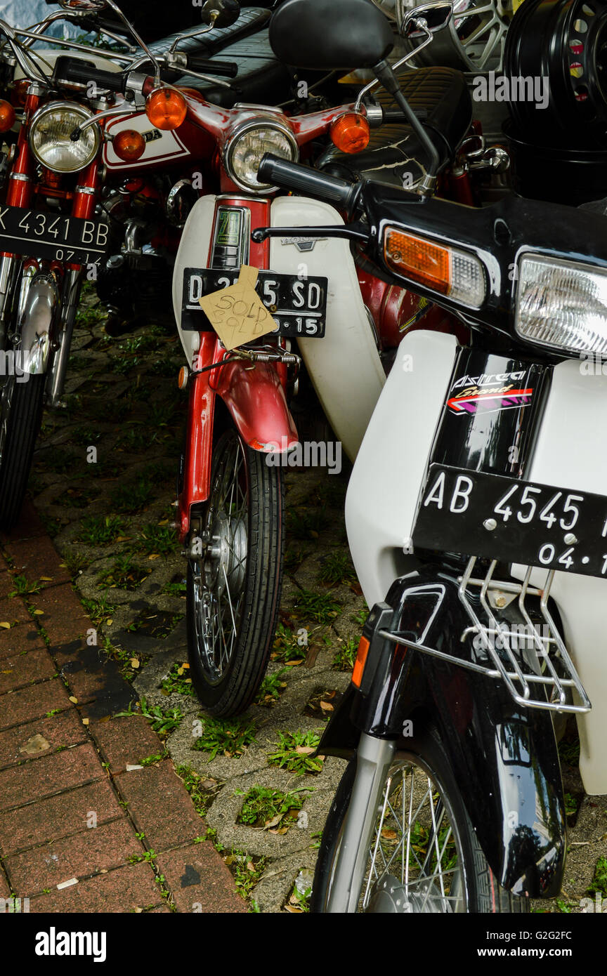 Altes Motorrad in automotive Event Tumplek Blek 2016, Jakarta, Indonesien Stockfoto