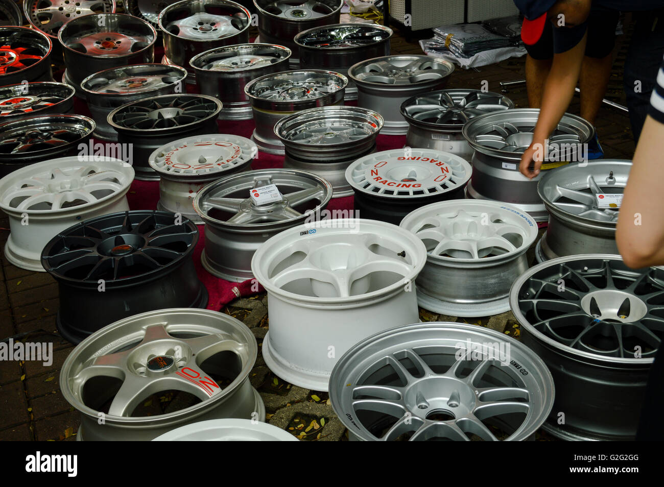 Aluminium-Felgen-Show in automotive Event Tumplek Blek 2016, Jakarta, Indonesien Stockfoto