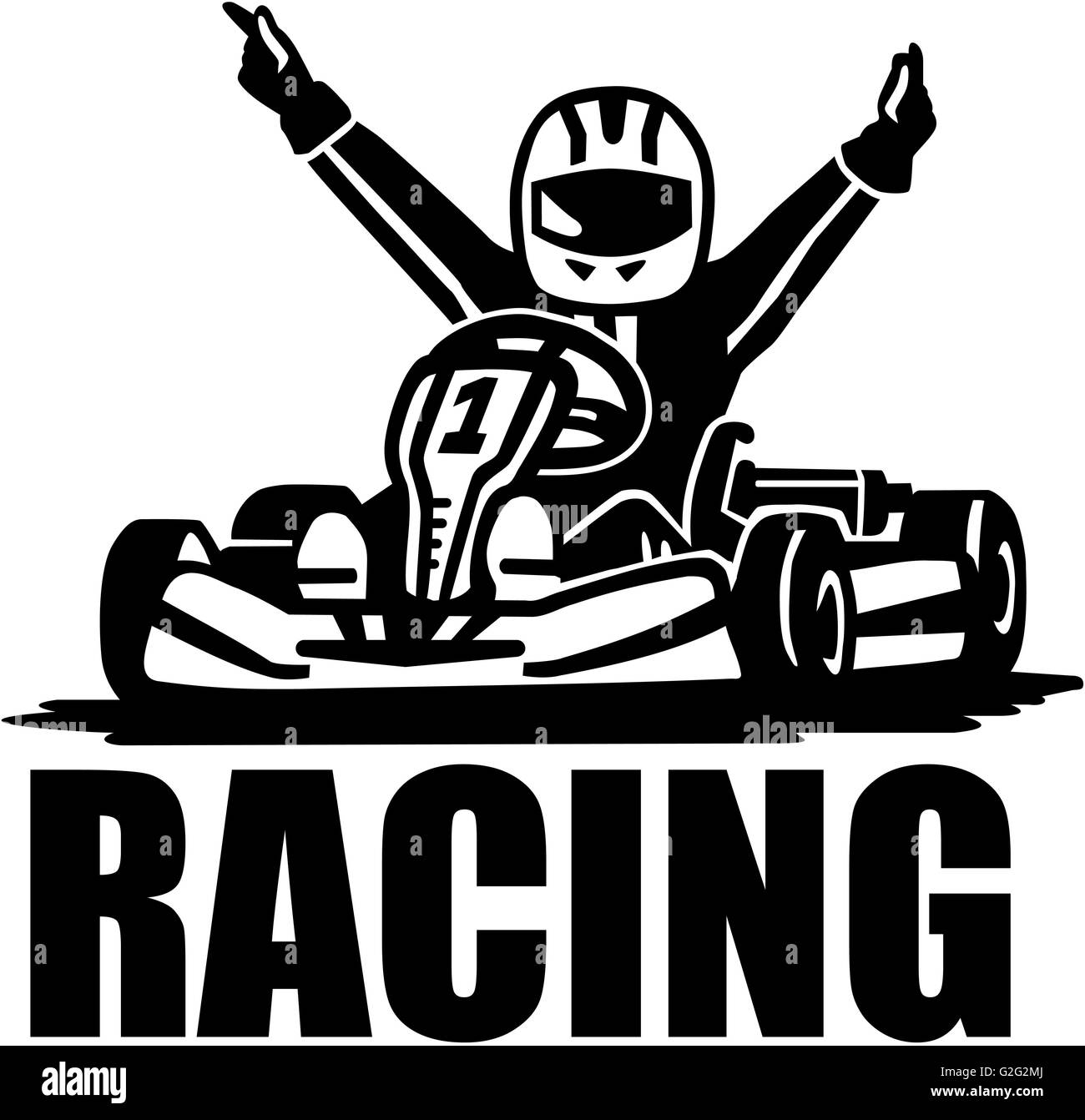 Rennen Gewinner - Kartfahrer Stockfoto