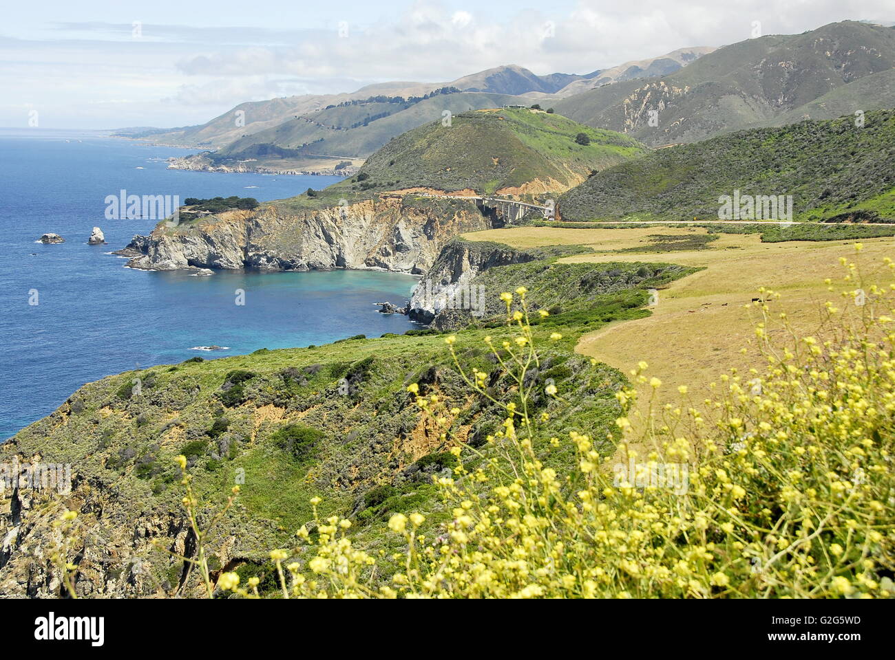 Bixby Bridge an der Big Sur Küste in Zentralküste Kalifornien entlang der California State Route 1 Stockfoto