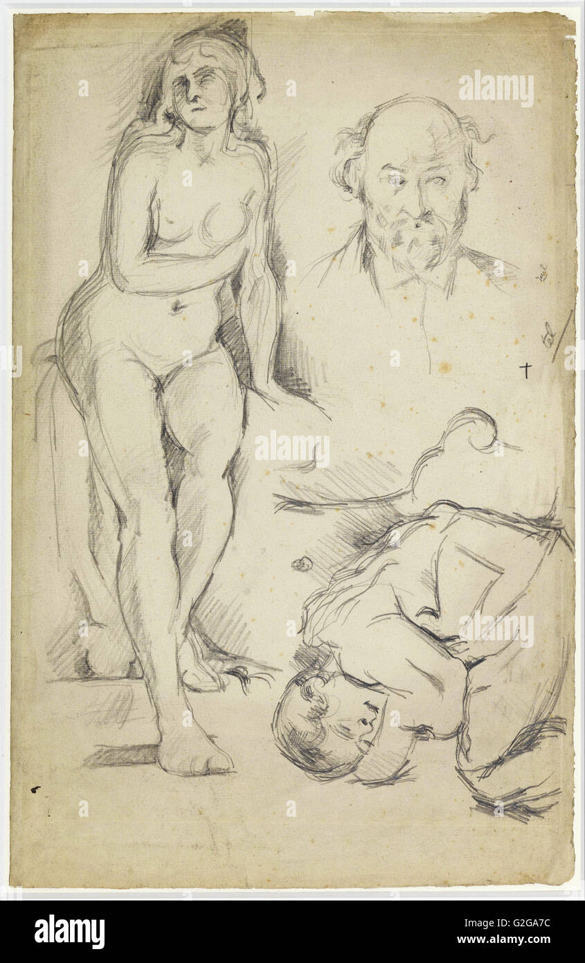 Paul Cézanne - Studien von drei Persönlichkeiten, darunter ein Selbstporträt - Museum Boijmans Van Beuningen - Rotterdam Stockfoto