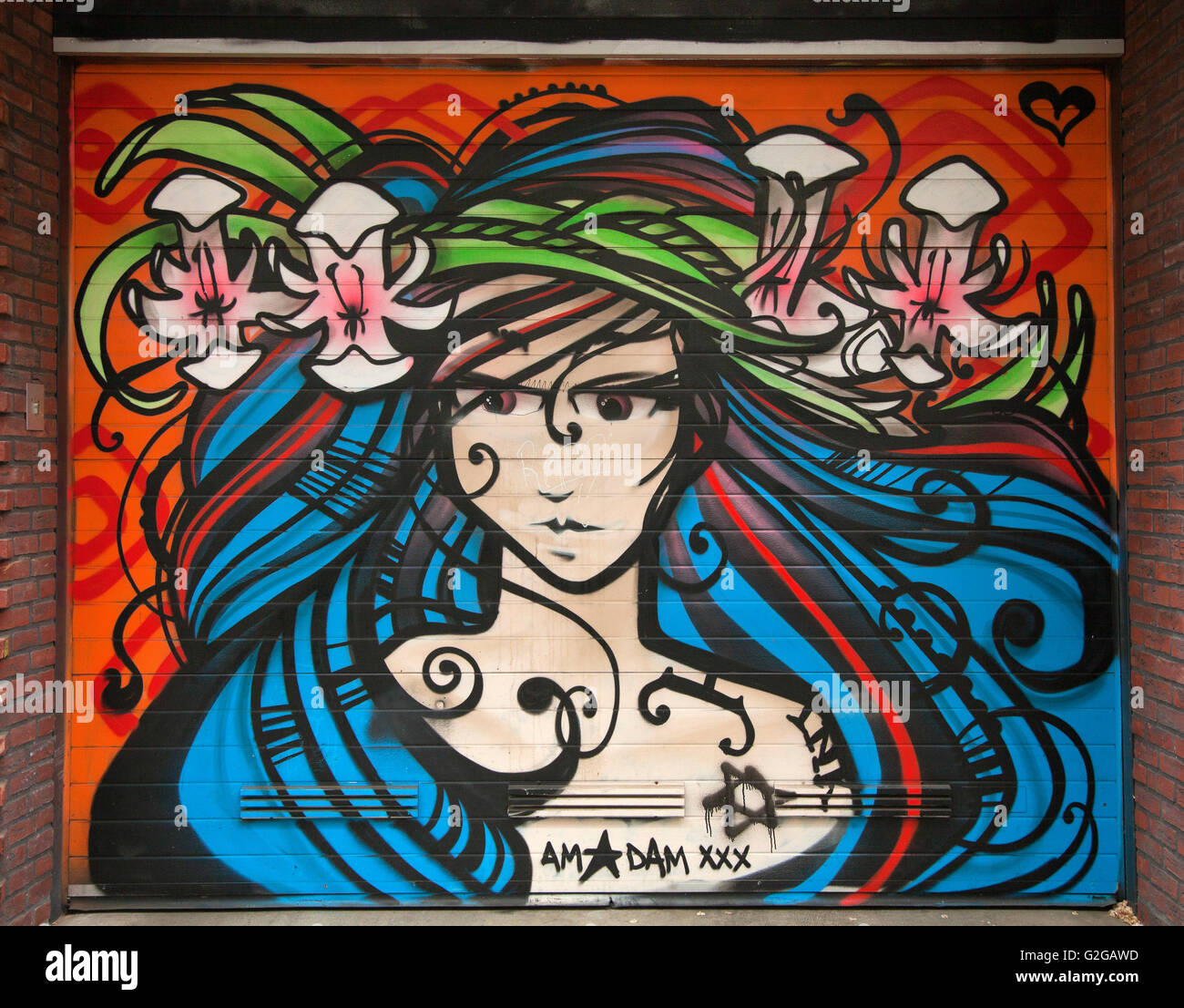 Streetart-Graffiti sprühen Wandmalerei, Amsterdam Stockfoto