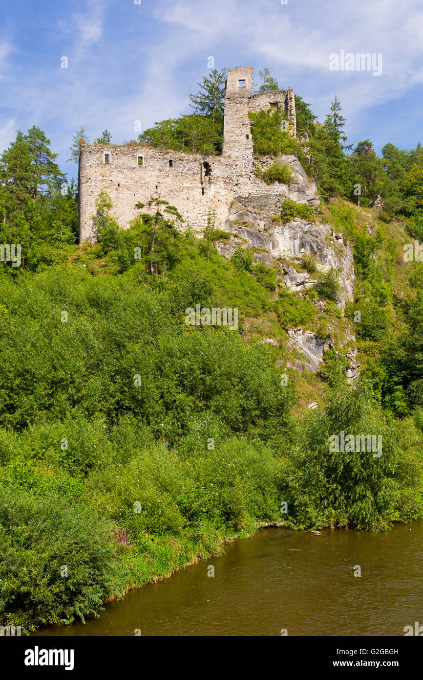 Burgruine Eibenstein am Fluss Thaya, Eibenstein, Waldviertel, Niederösterreich, Österreich Stockfoto