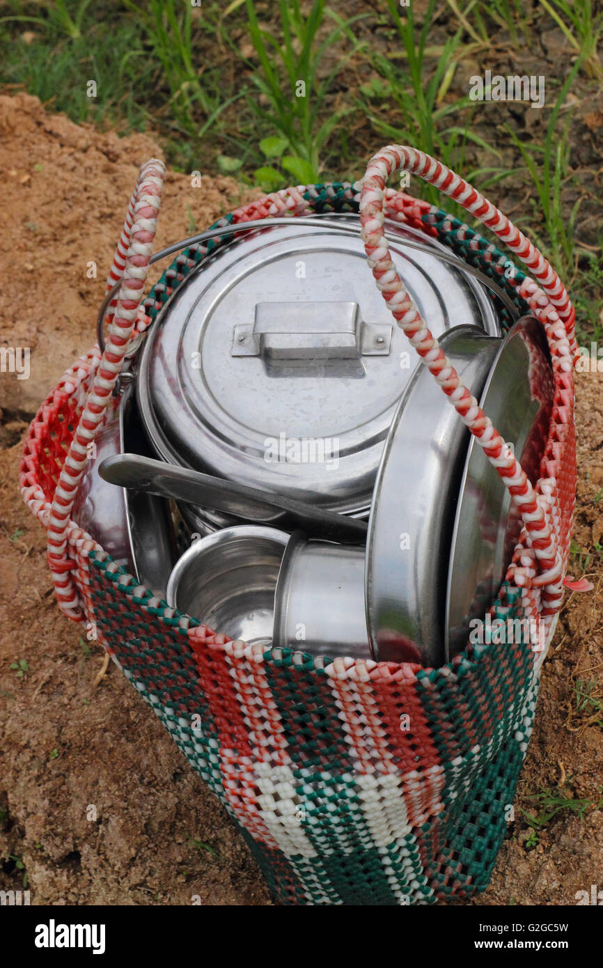 Lunch-Box der indischen Arbeiter Stockfoto