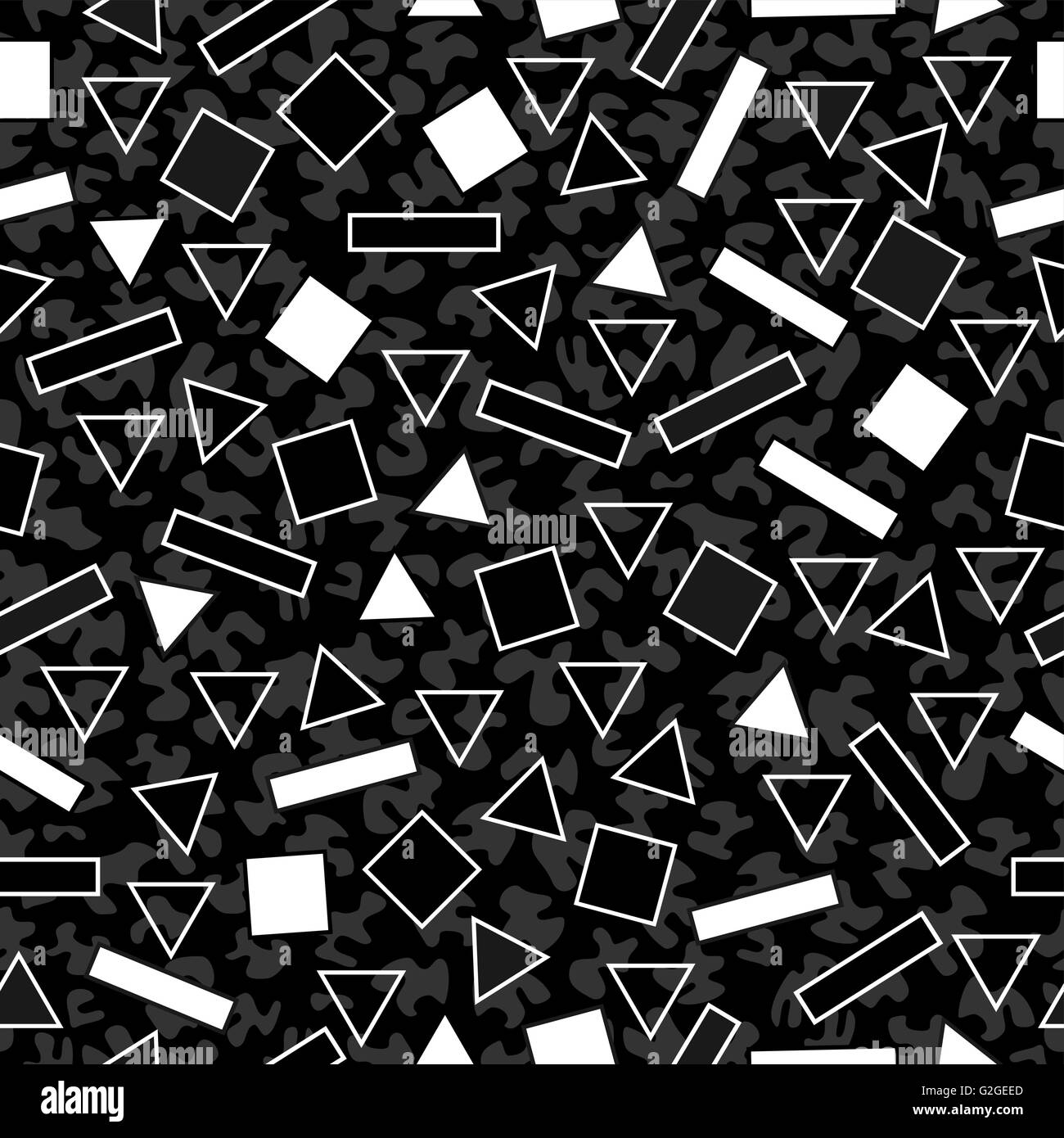Schwarz / weiß Retro-nahtlose geometrisch im 80er Jahre Mode-Stil von  Memphis. Ideal für Web-Hintergrund, Print oder Stoff. EPS10  Stock-Vektorgrafik - Alamy