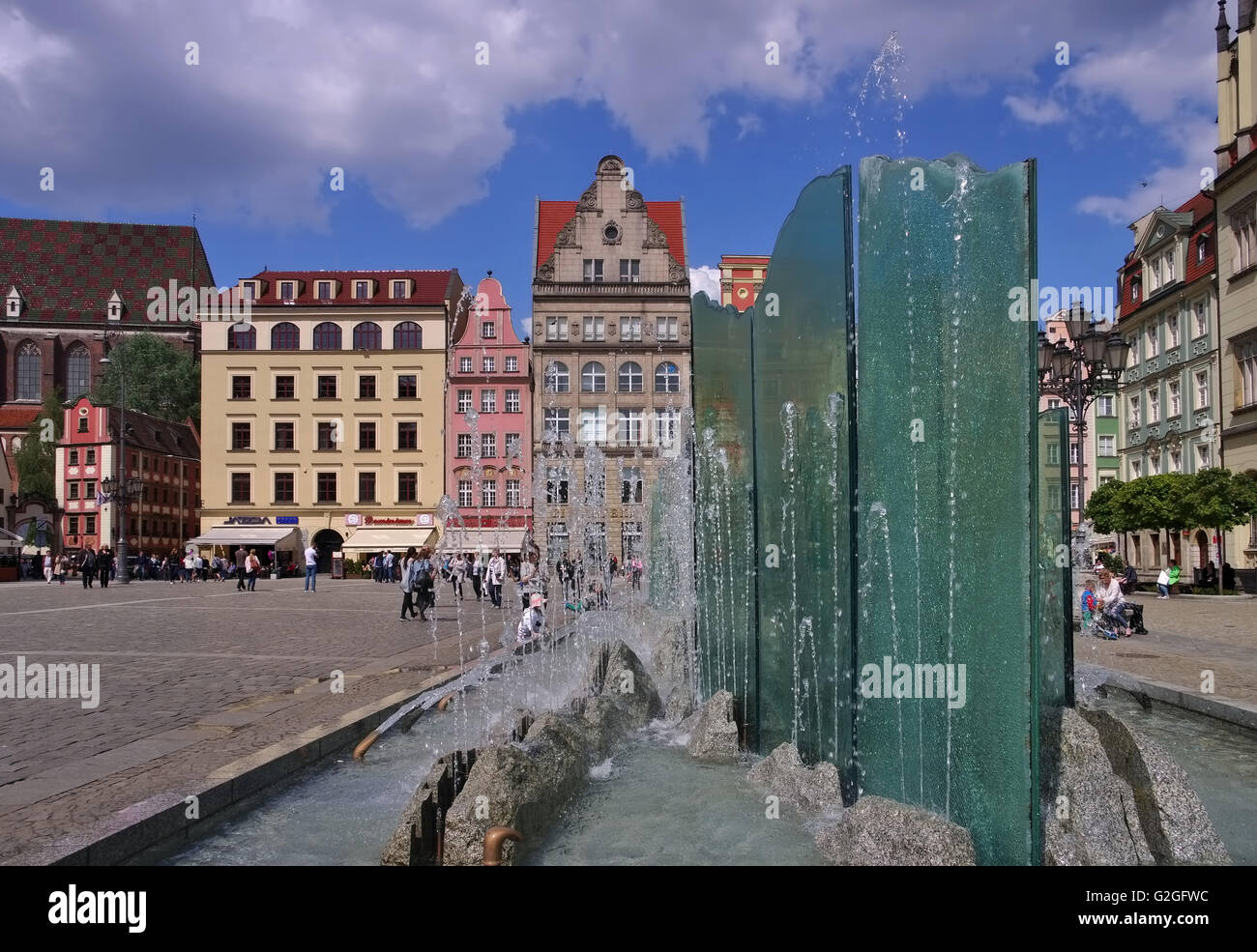 Breslau Springbrunnen bin Markt in der Innenstadt - Breslau-Brunnen am Hauptplatz in der Stadt Stockfoto