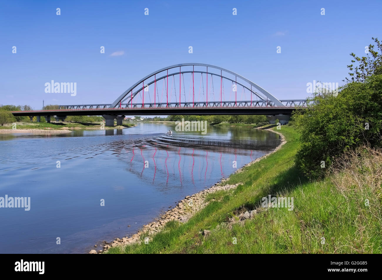 Wittenberg Elbbruecke - Wittenberg, die Brücke über den Fluss Elbe Stockfoto