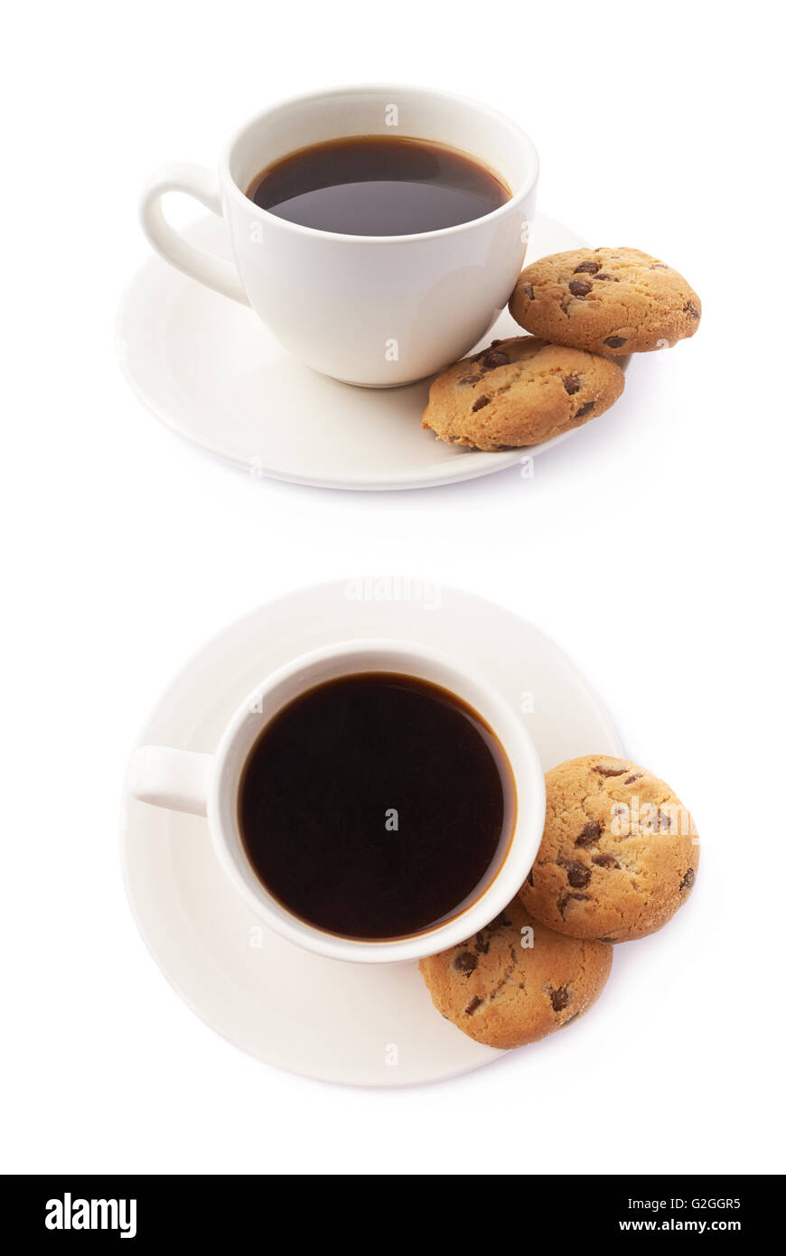 Tasse Kaffee und Gebäck Zusammensetzung Stockfoto