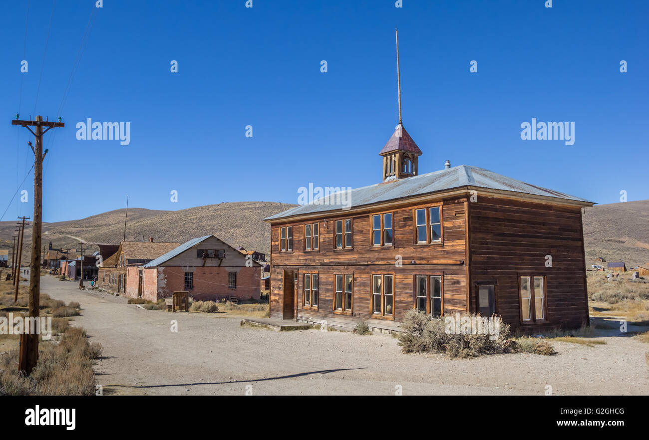 Alte Schule in Bodie State Historic Park, California, Amerika Stockfoto