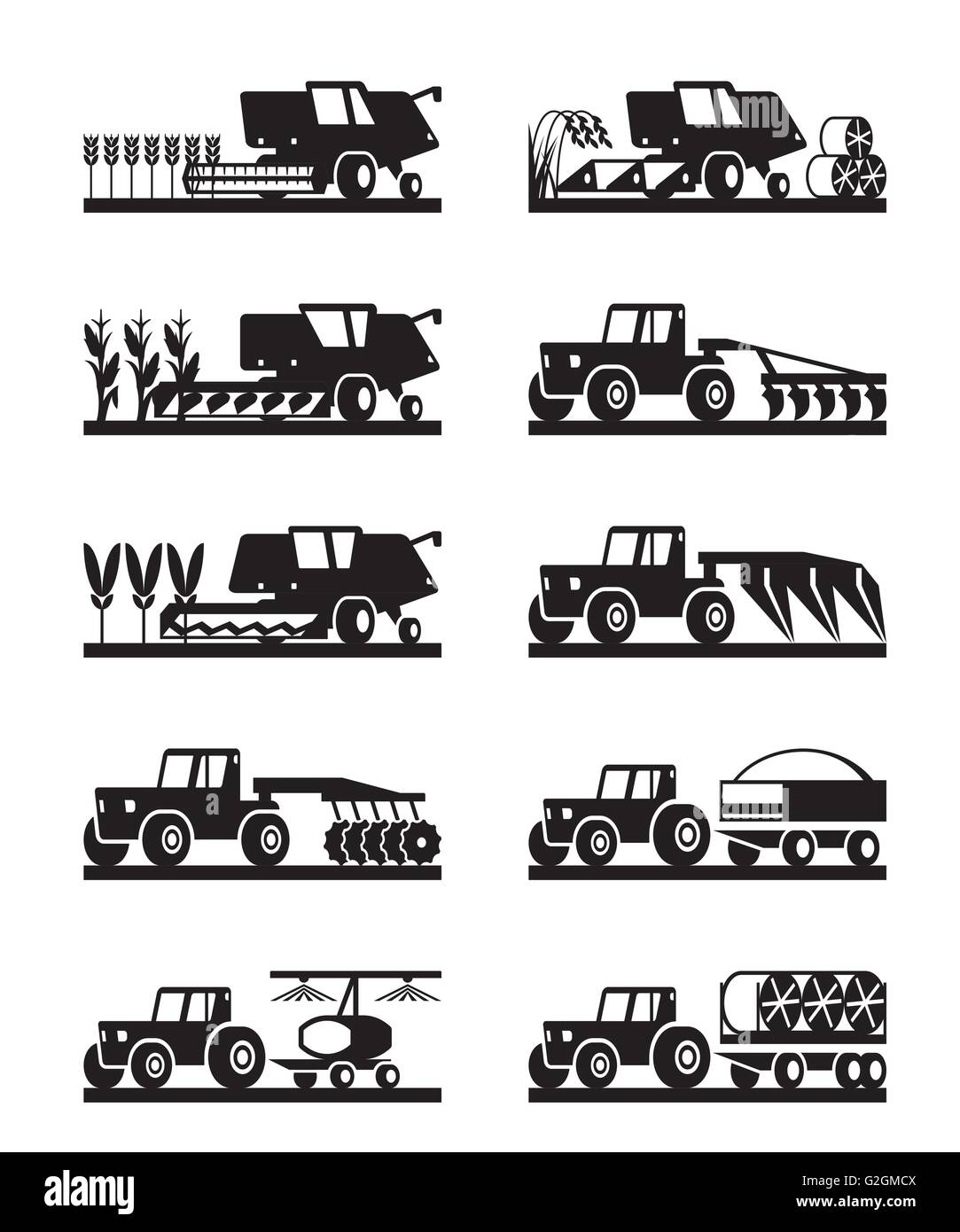 Landmaschinen im Feld - Vektor-illustration Stock Vektor