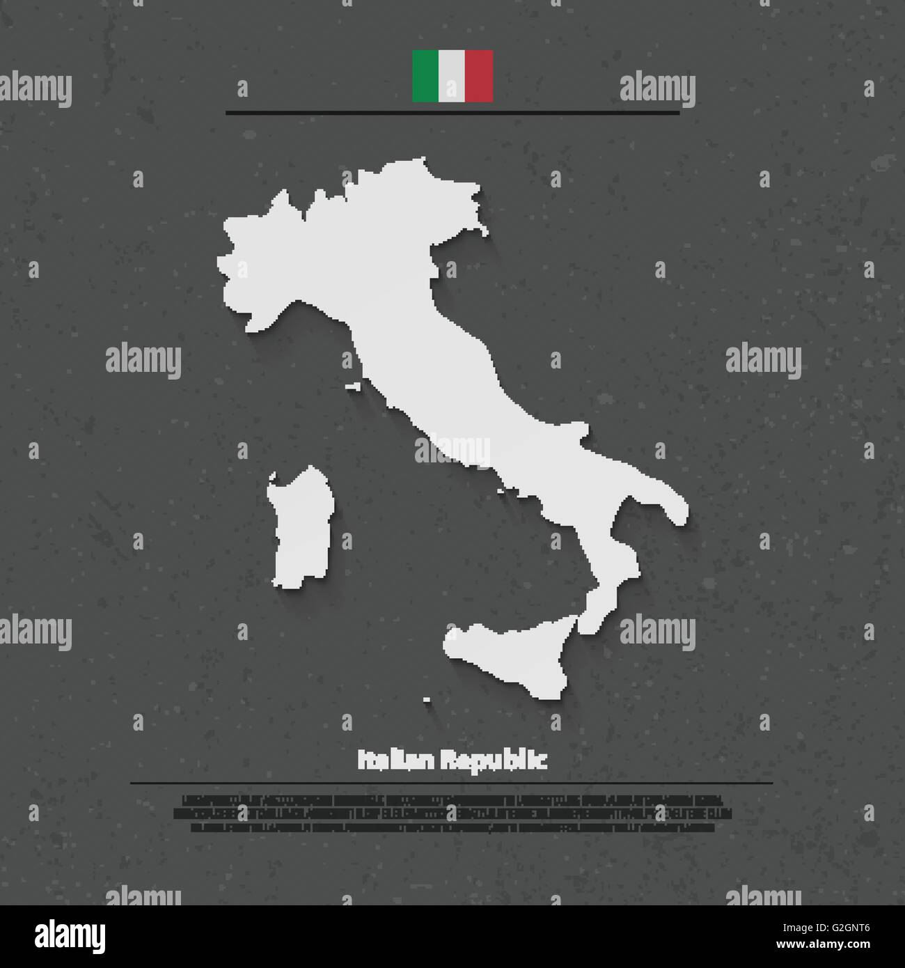 Italienischen Republik isoliert Karte und offizielle FlaggenIcons. VektorItalien politische