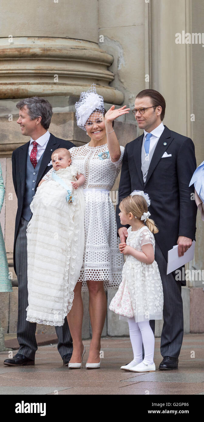 Baby-Prinz Oscar Schwedens Taufe – Kronprinzessin Victoria Welle Stockfoto