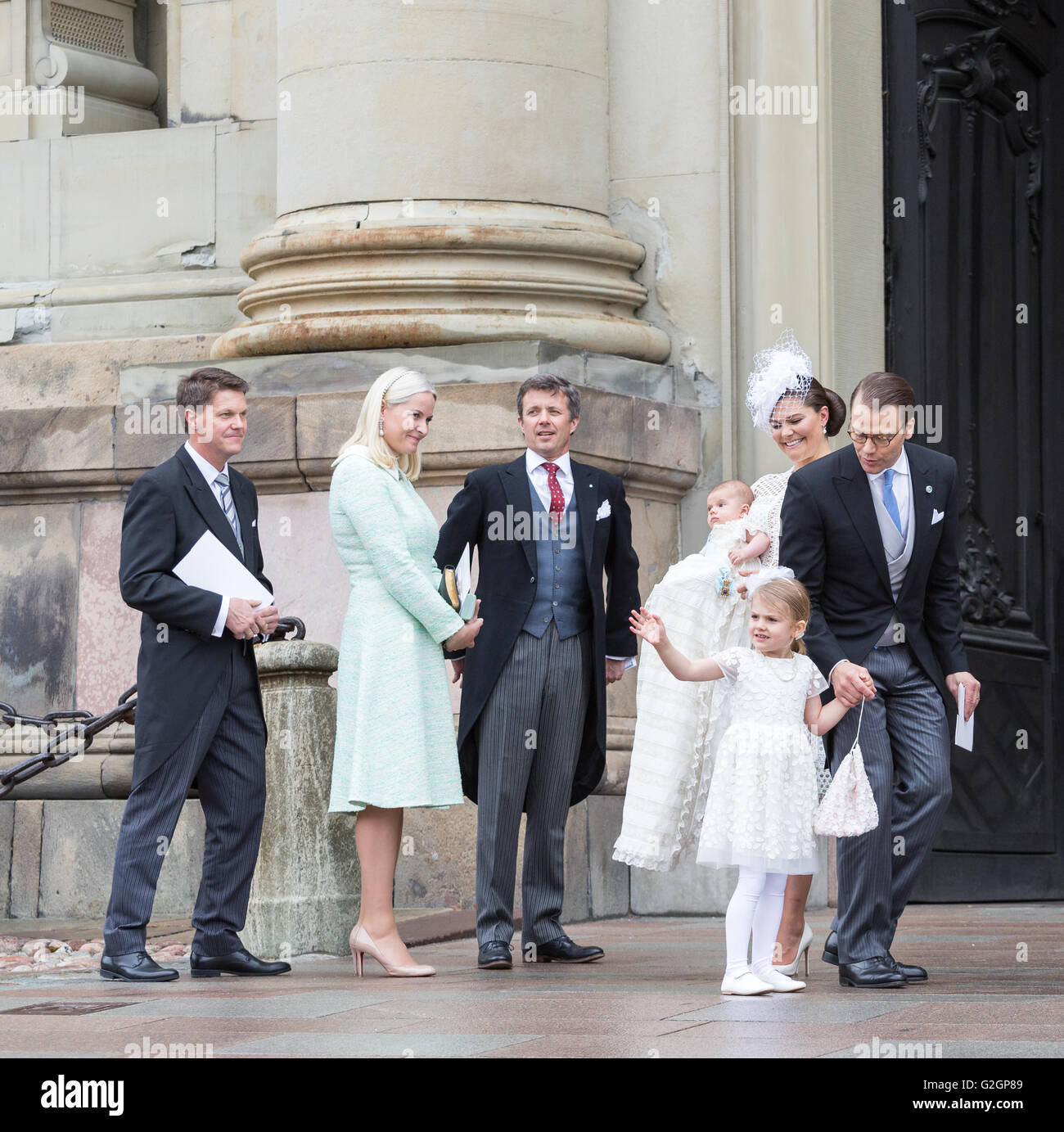 Königliche Taufe in Schweden Mai 2016 – Prinz Oscar von Schweden. Prinzessin Estelle Wellen Stockfoto